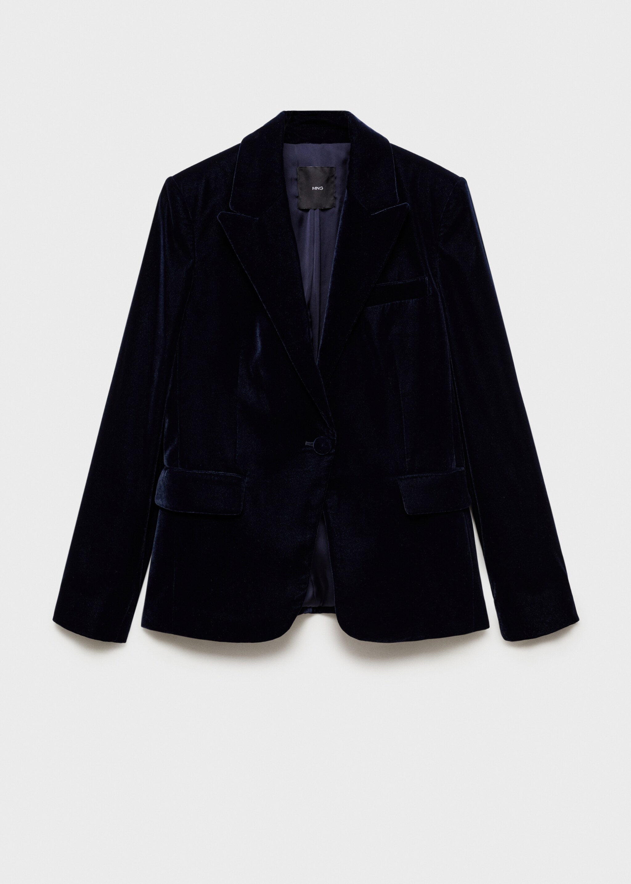 Structured velvet blazer - Article without model, Night Blue. Ref: 77088273-00.