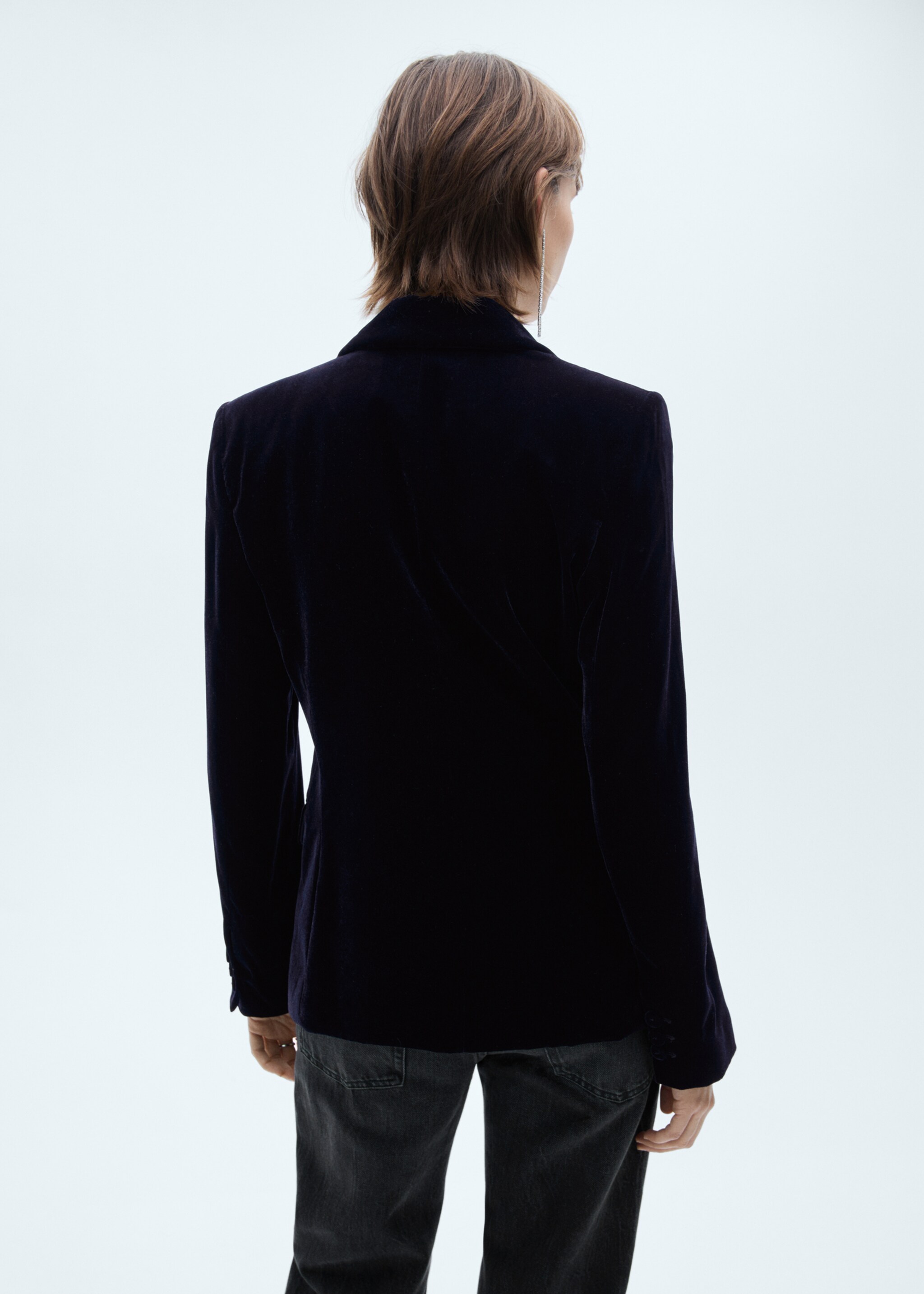 Structured velvet blazer - Reverse of the article, Night Blue. Ref: 77088273-00.