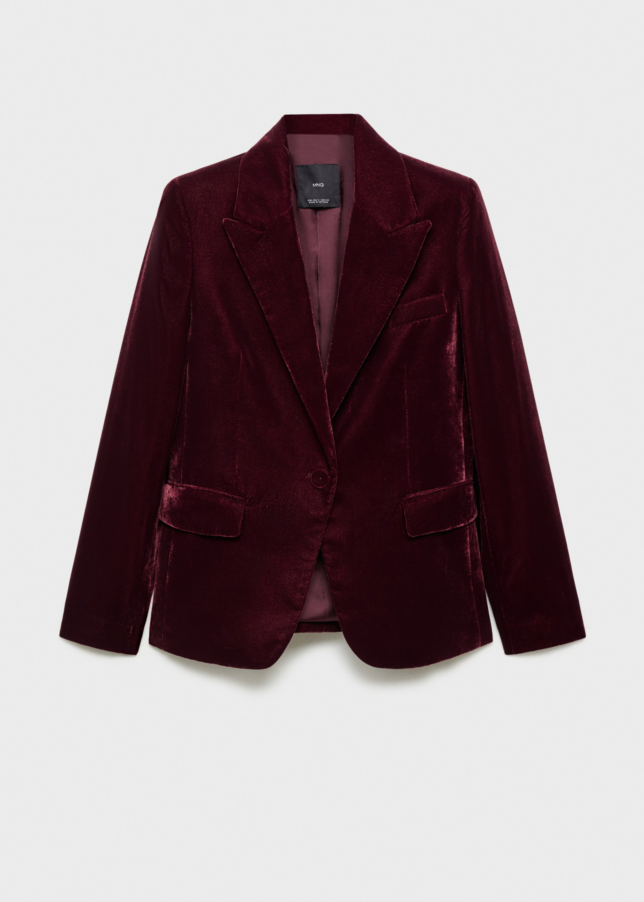 Structured velvet blazer - Article without model, Maroon. Ref: 77088273-00.