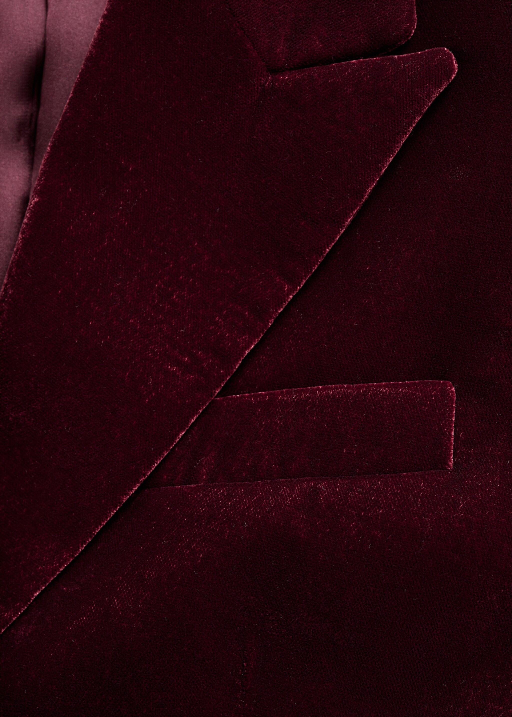 Structured velvet blazer - Details of the article 8, Maroon. Ref: 77088273-00.