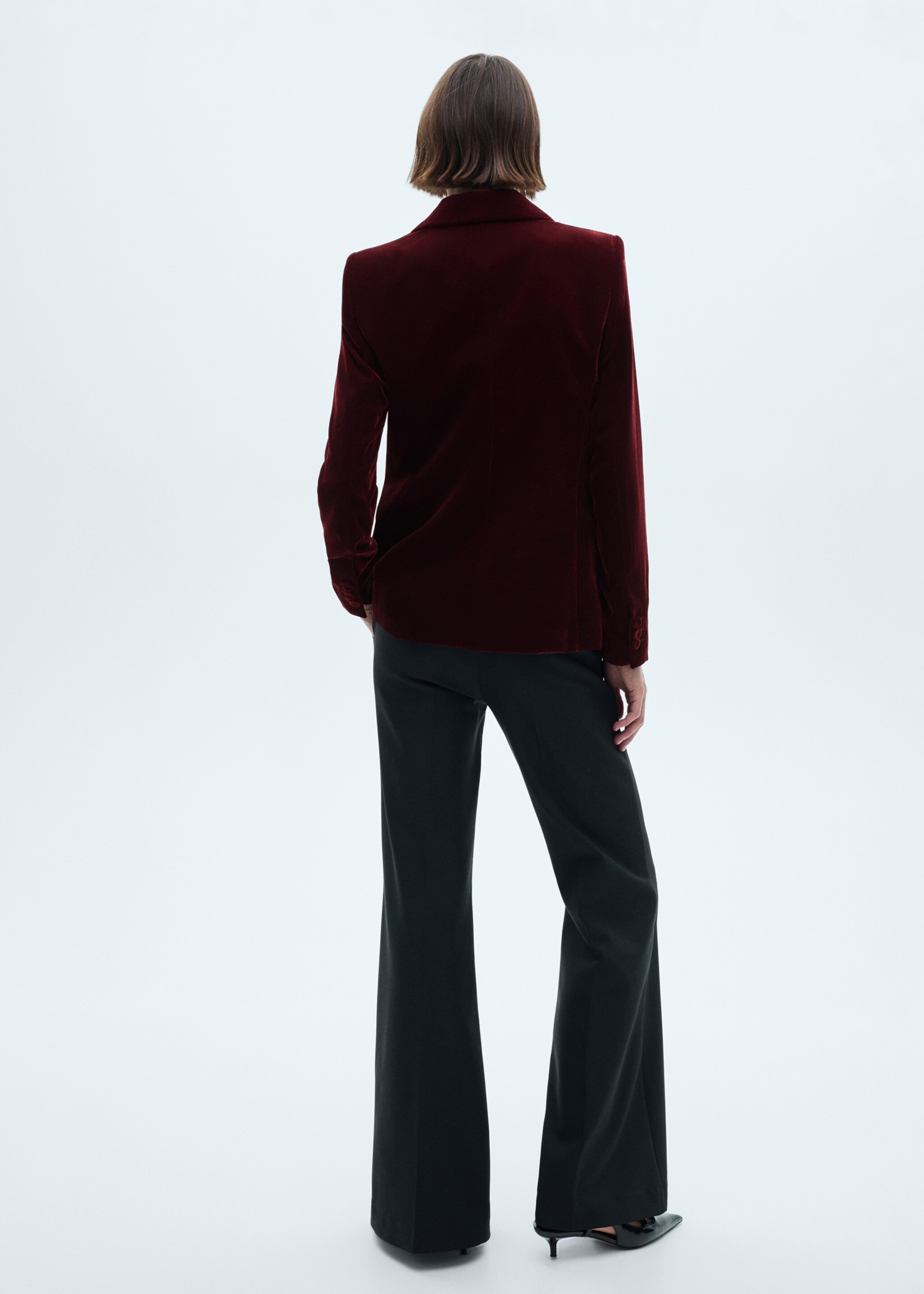 Structured velvet blazer - Reverse of the article, Maroon. Ref: 77088273-00.
