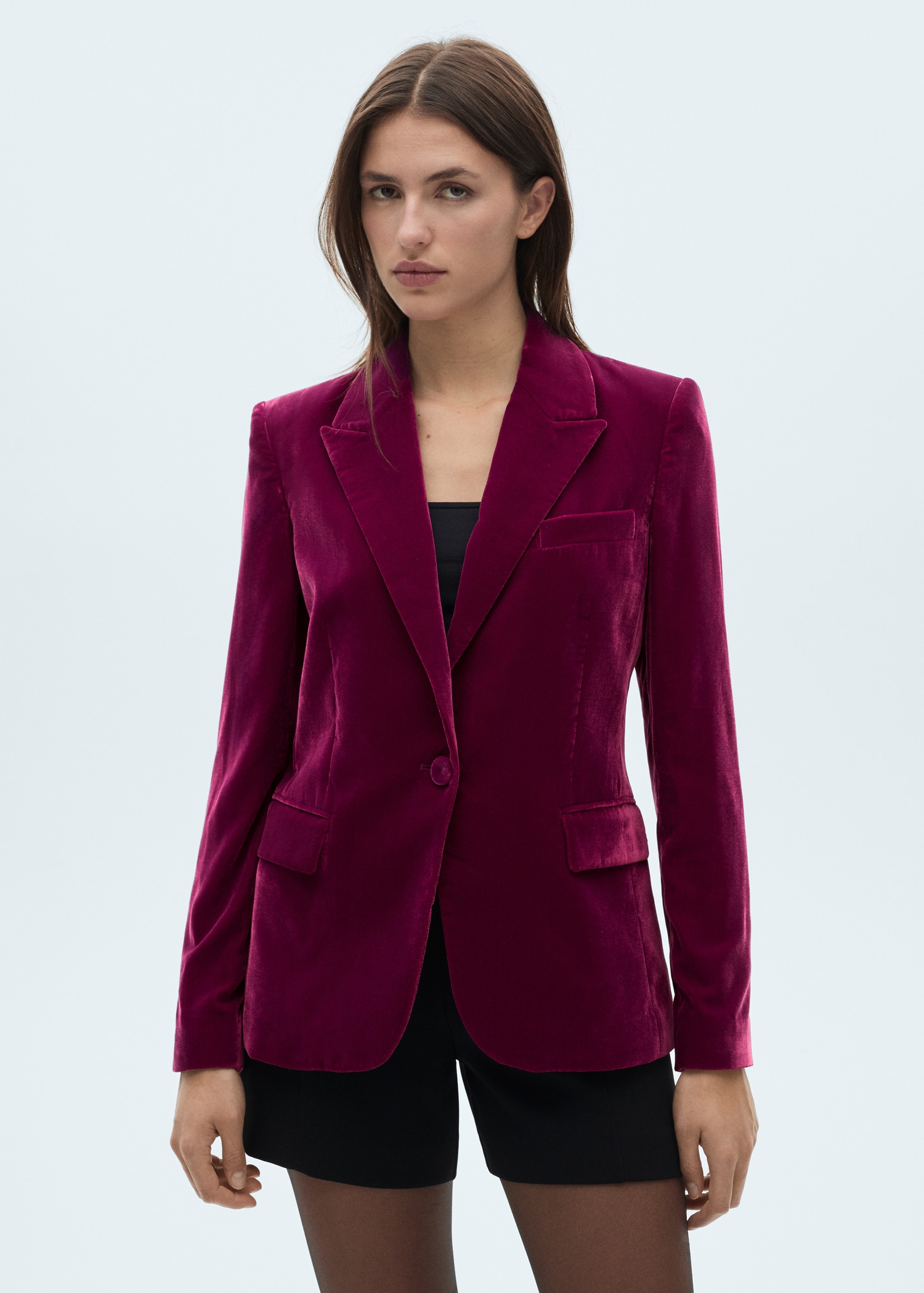 Structured velvet blazer Women MANGO OUTLET Greece
