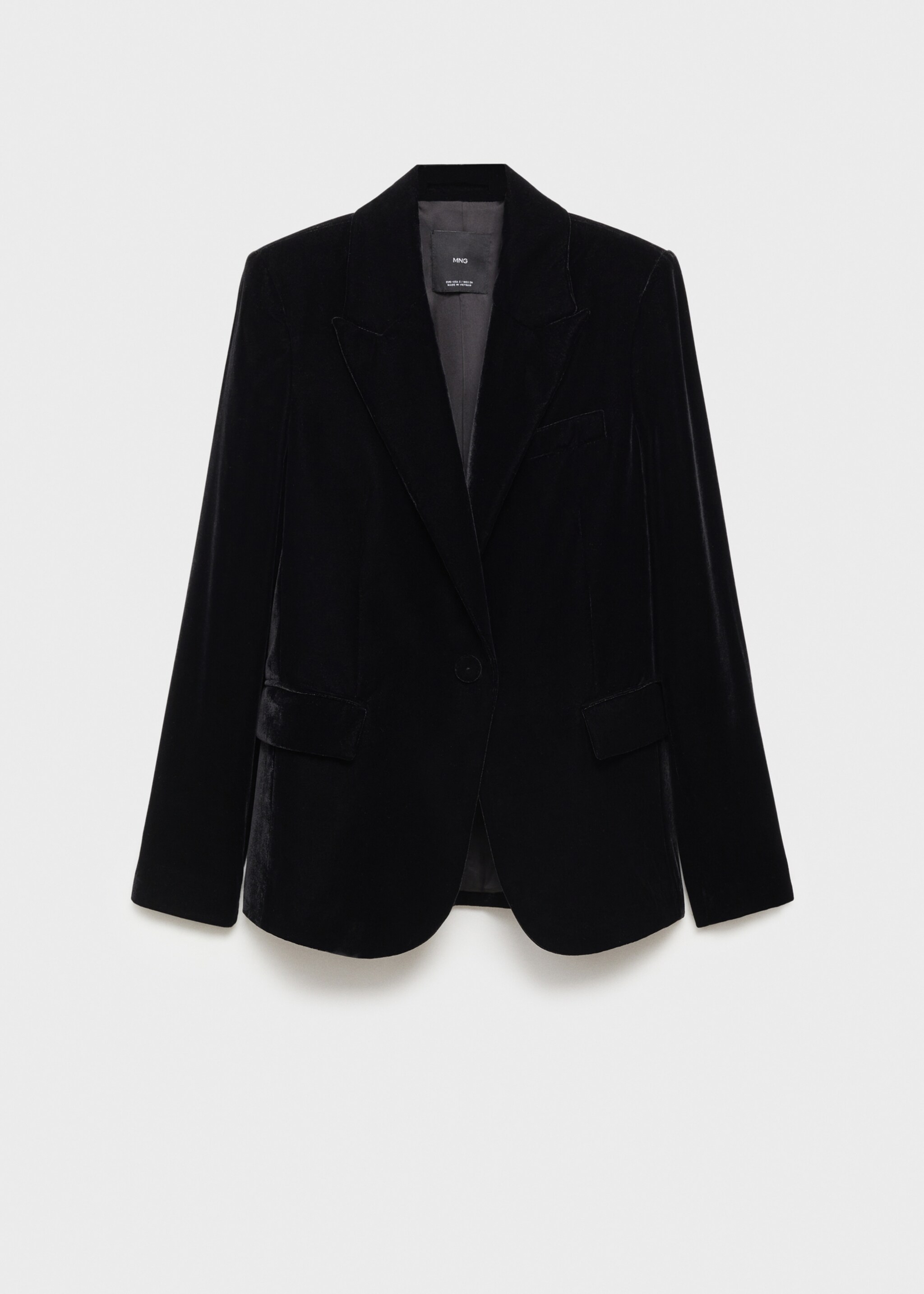 Structured velvet blazer - Article without model, Black. Ref: 77088273-00.