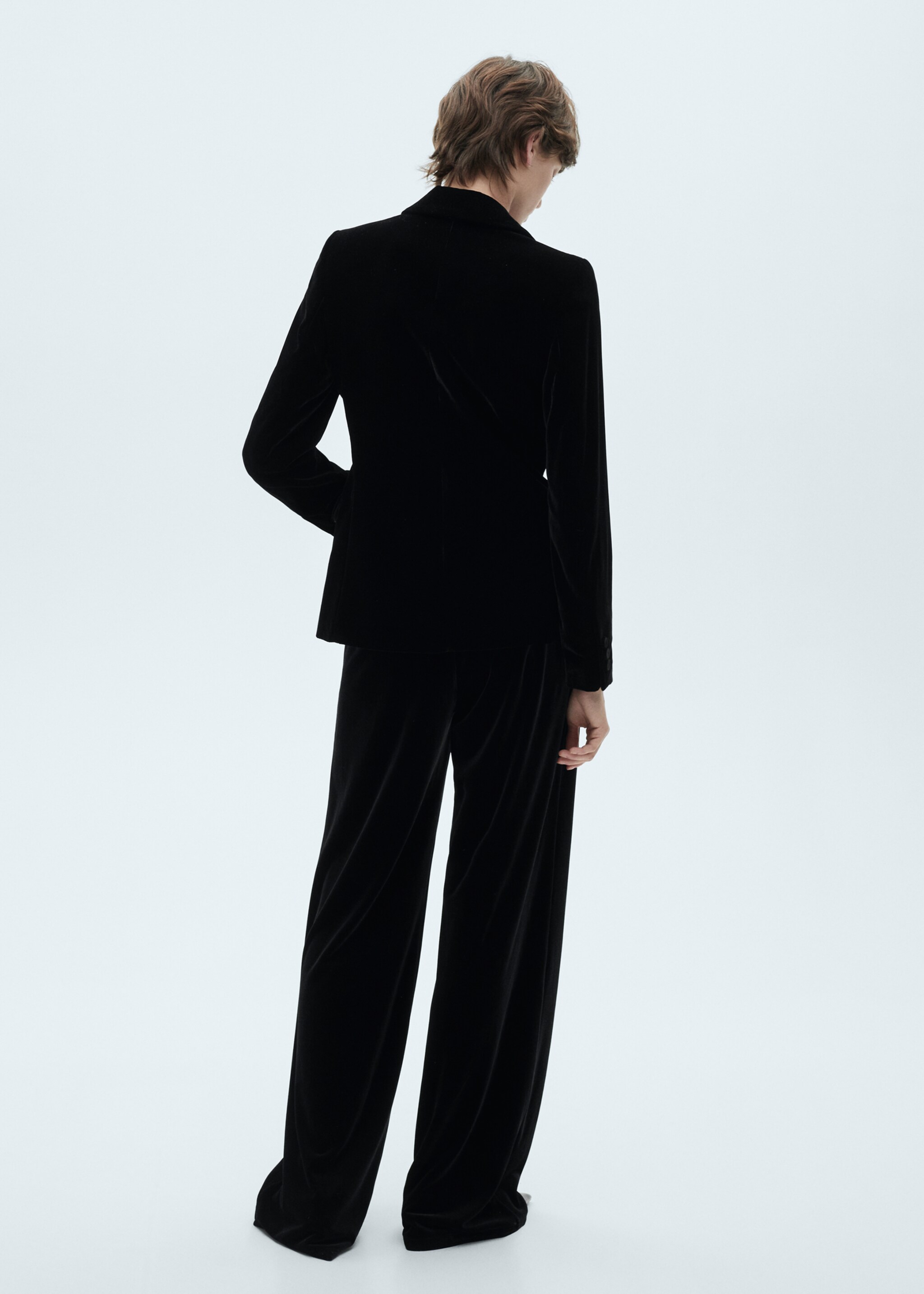 Structured velvet blazer - Reverse of the article, Black. Ref: 77088273-00.