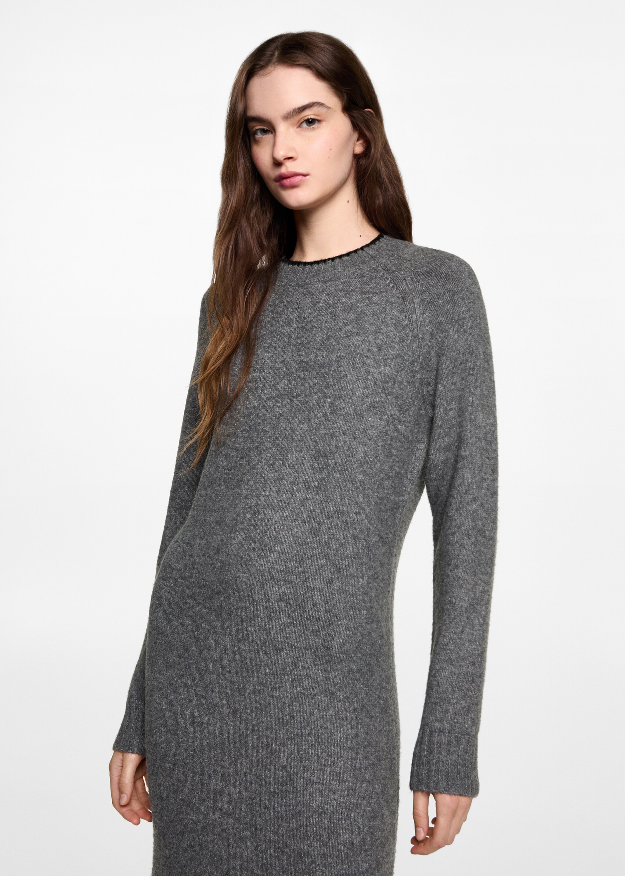 Vestit punt llarg - Pla mig, Gris. Ref: 77088276-00.