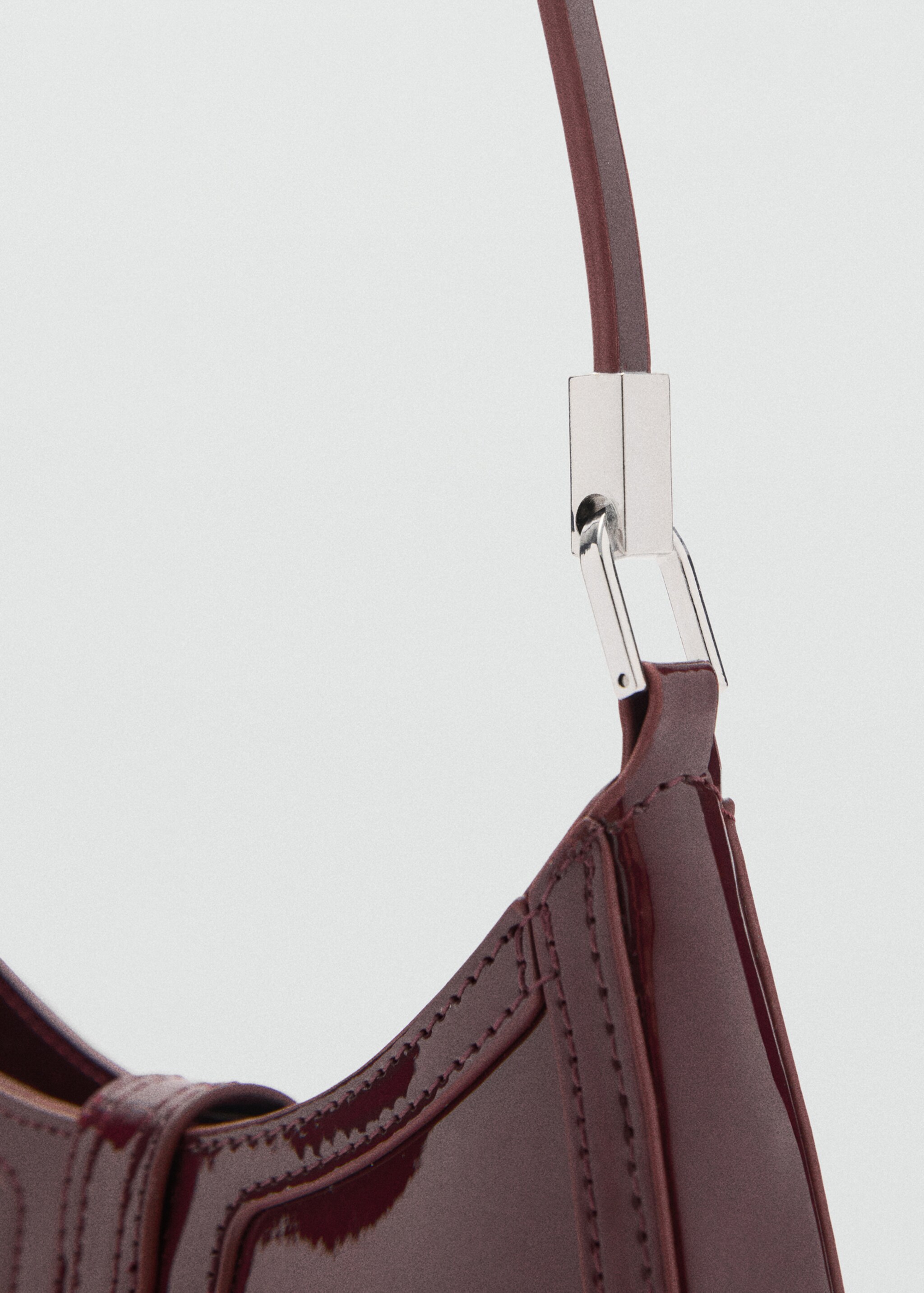 Patent leather-effect shoulder bag - Details of the article 1, Burgundy. Ref: 77088278-00.
