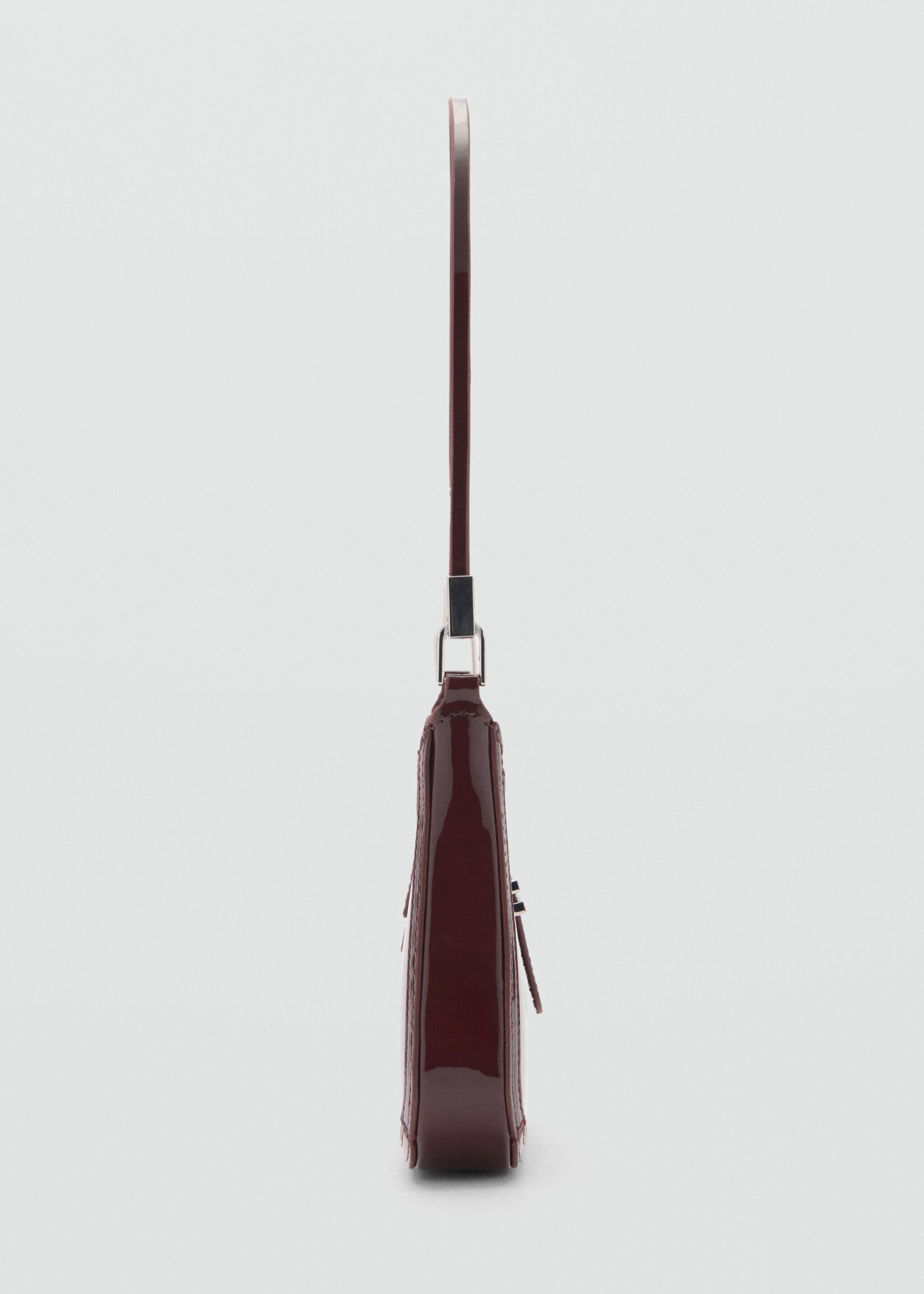 Patent leather-effect shoulder bag - Details of the article 3, Burgundy. Ref: 77088278-00.