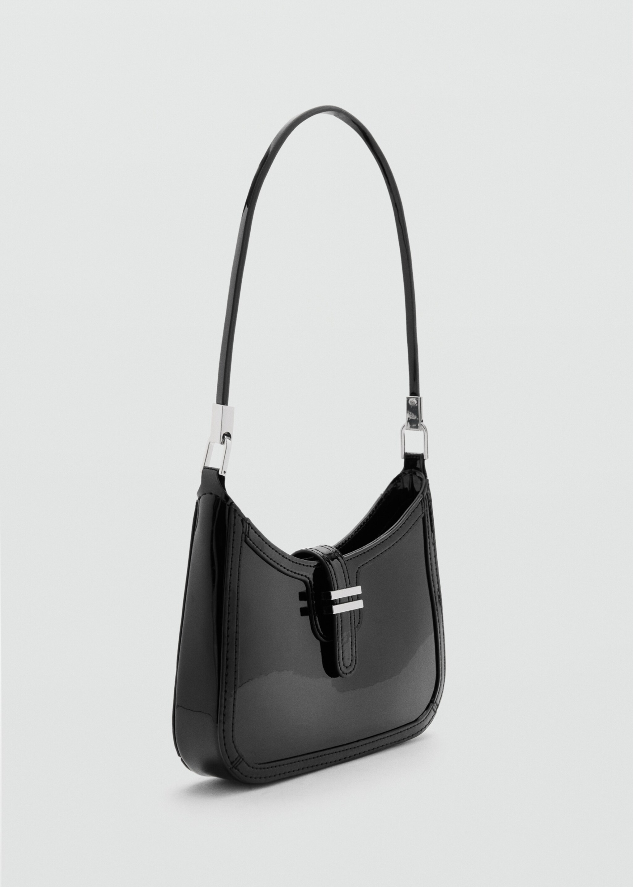 Patent leather-effect shoulder bag - Medium plane, Black. Ref: 77088278-00.