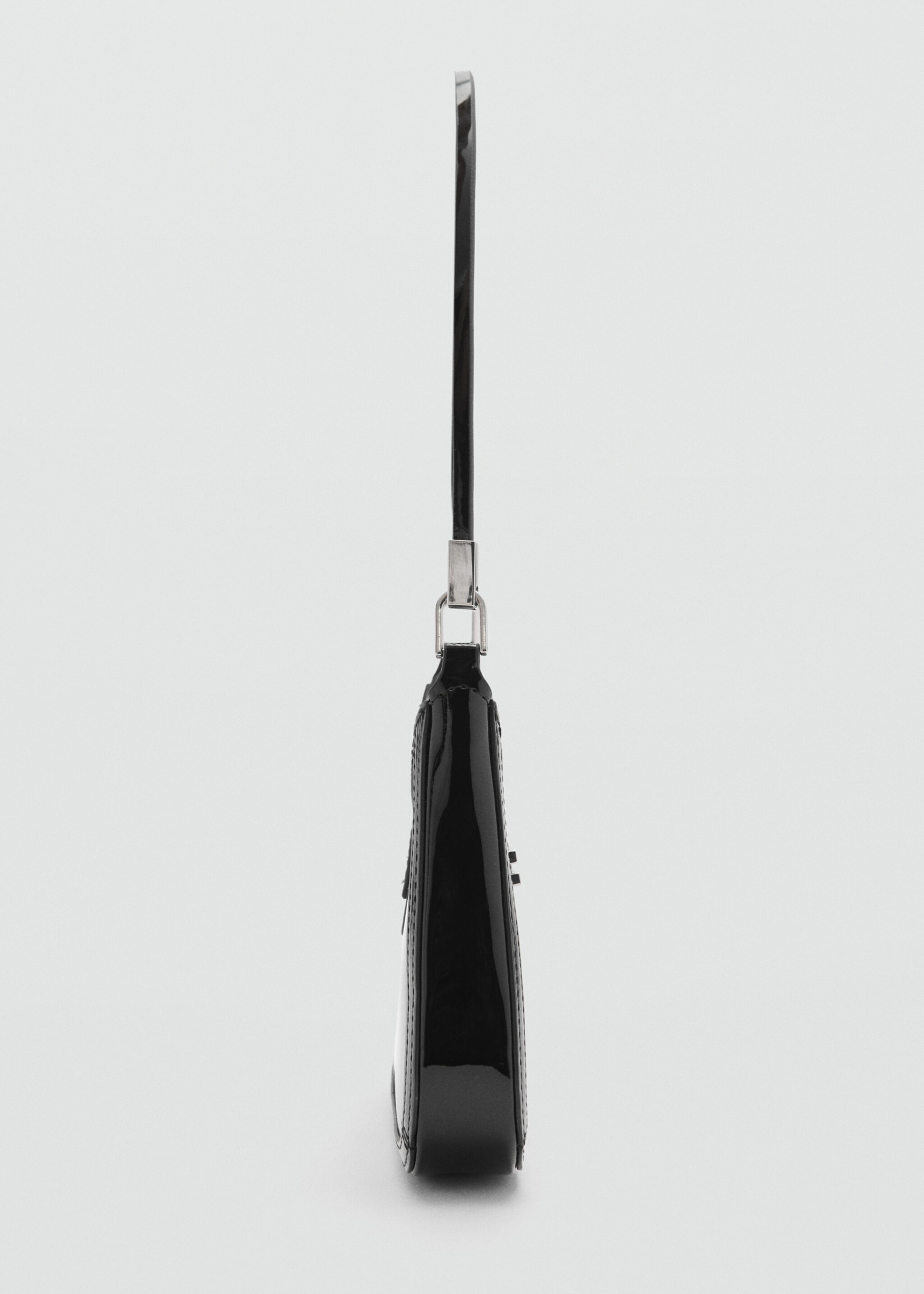 Patent leather-effect shoulder bag - Details of the article 3, Black. Ref: 77088278-00.