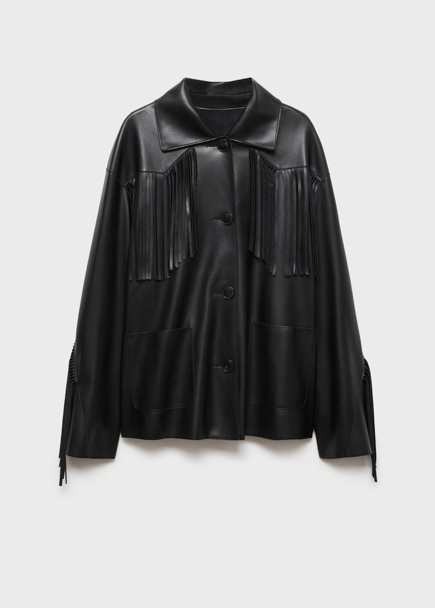 Sobrecamisa flecos efecto piel - Artículo sin modelo