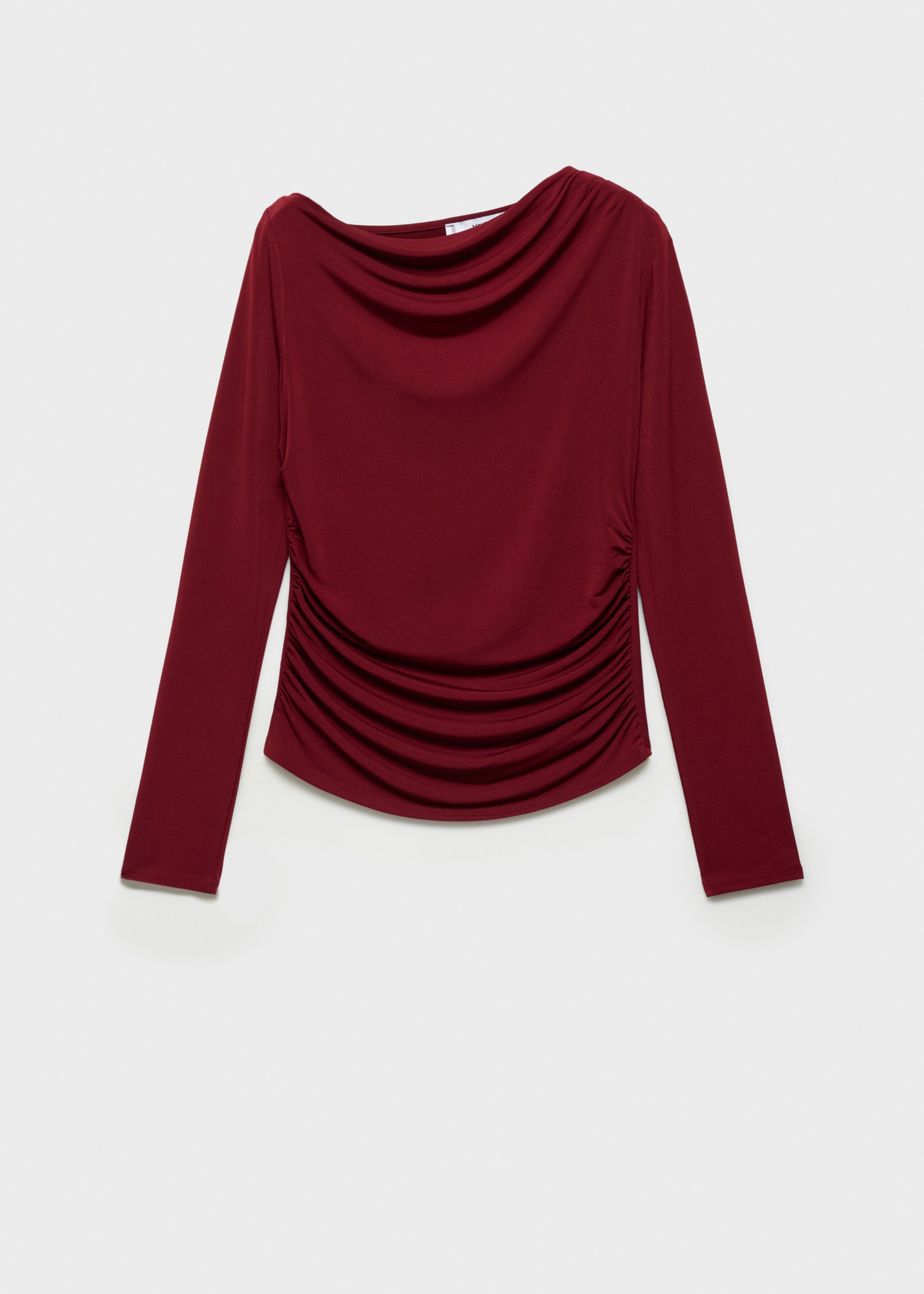 Asymmetrical gathered t-shirt - Article without model, Burgundy. Ref: 77088283-00.