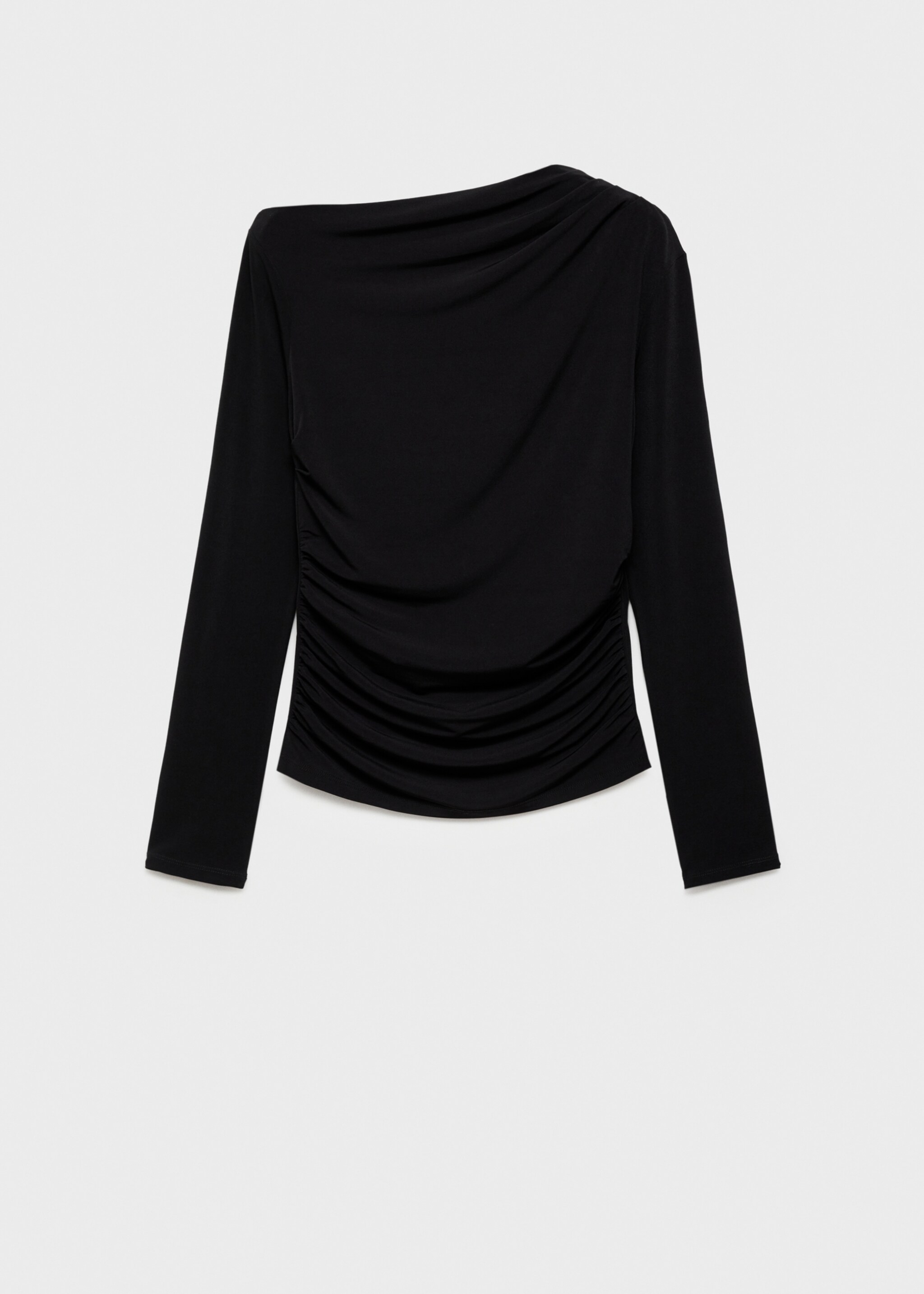 Asymmetrical gathered t-shirt - Article without model, Black. Ref: 77088283-00.