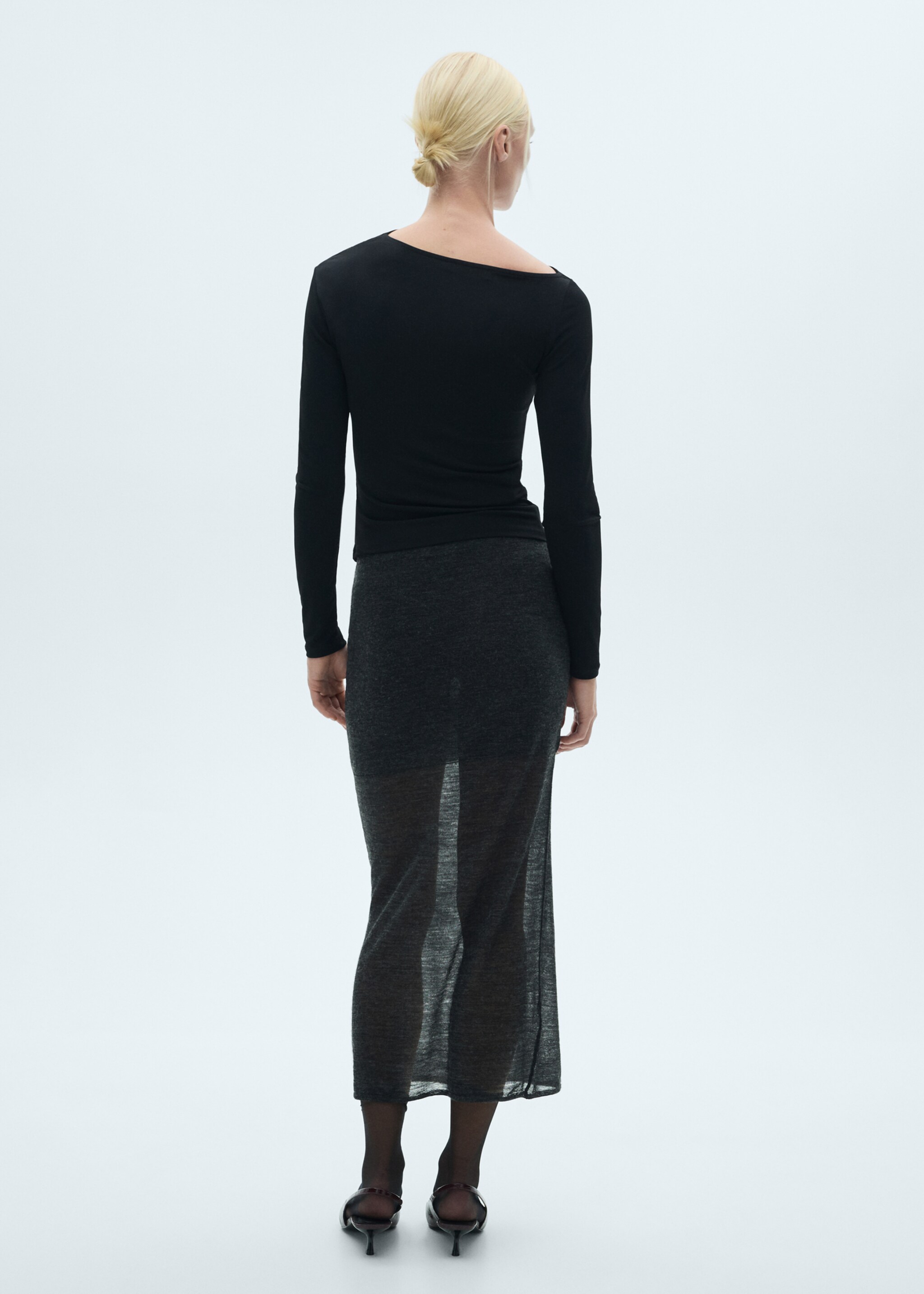 Asymmetrical gathered t-shirt - Reverse of the article, Black. Ref: 77088283-00.