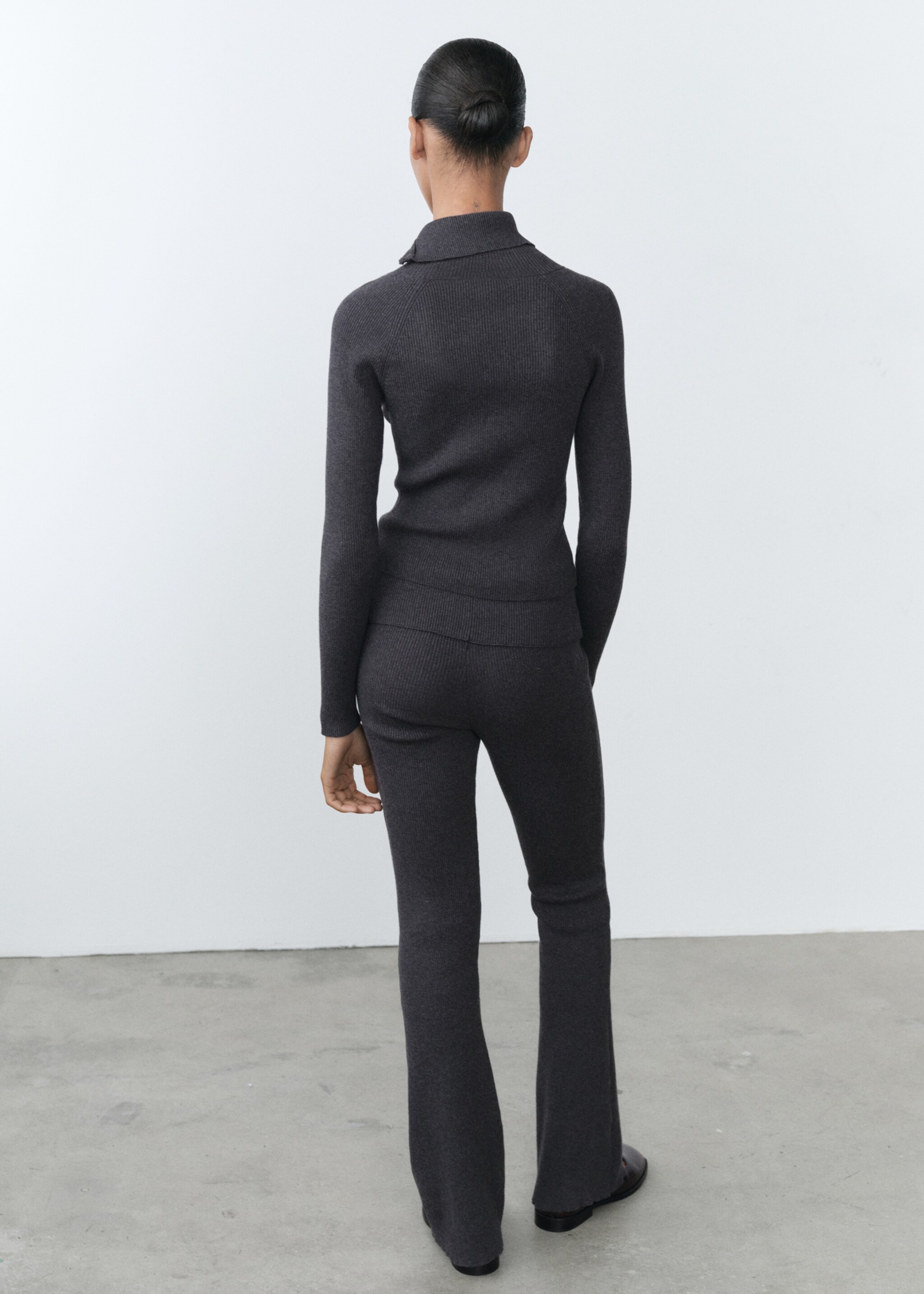 Trousers with knitted waistband - Reverse of the article, Grey. Ref: 77088636-00.