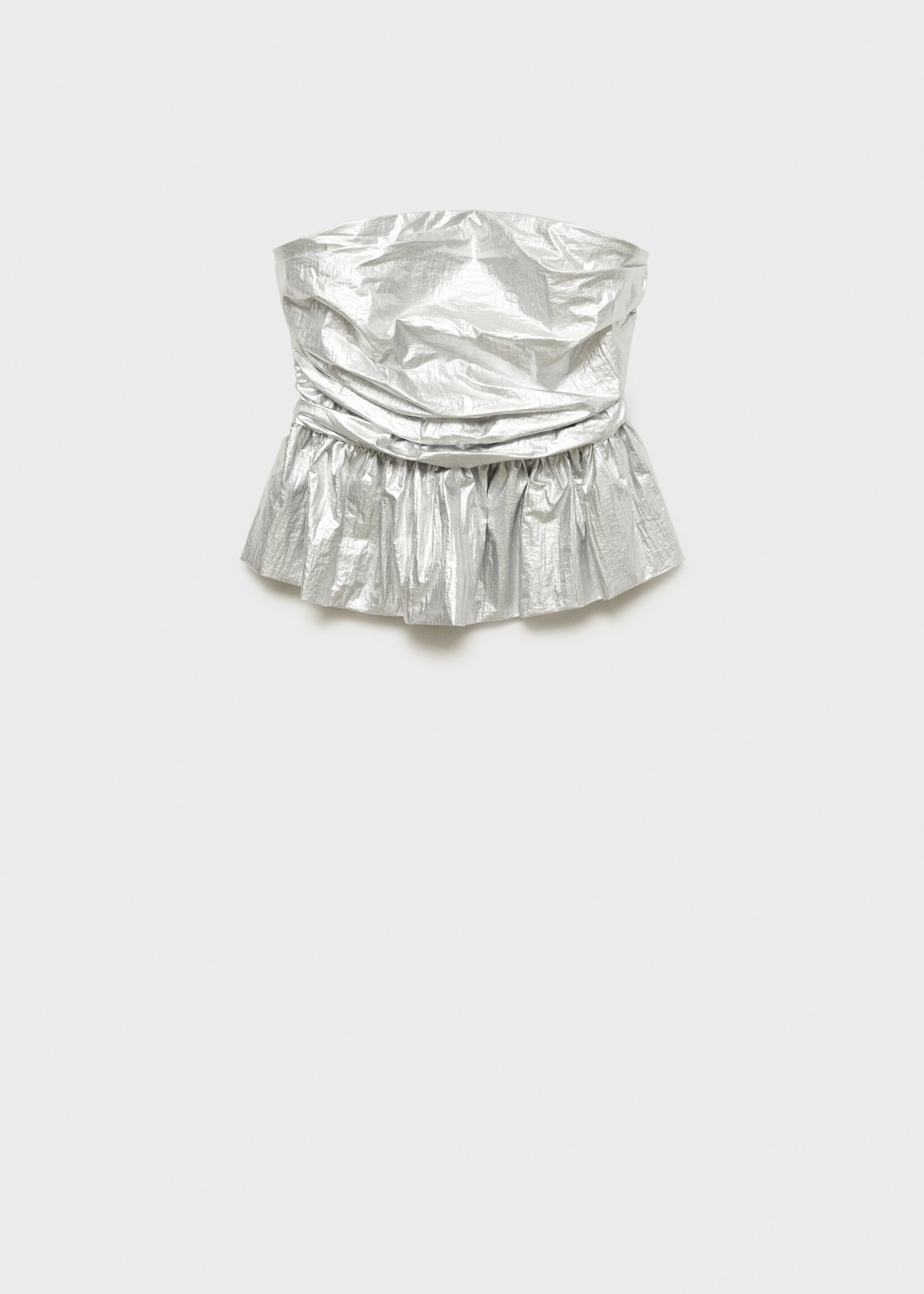 Top metalizado peplum - Artículo sin modelo, Plata. Ref: 77089054-00.