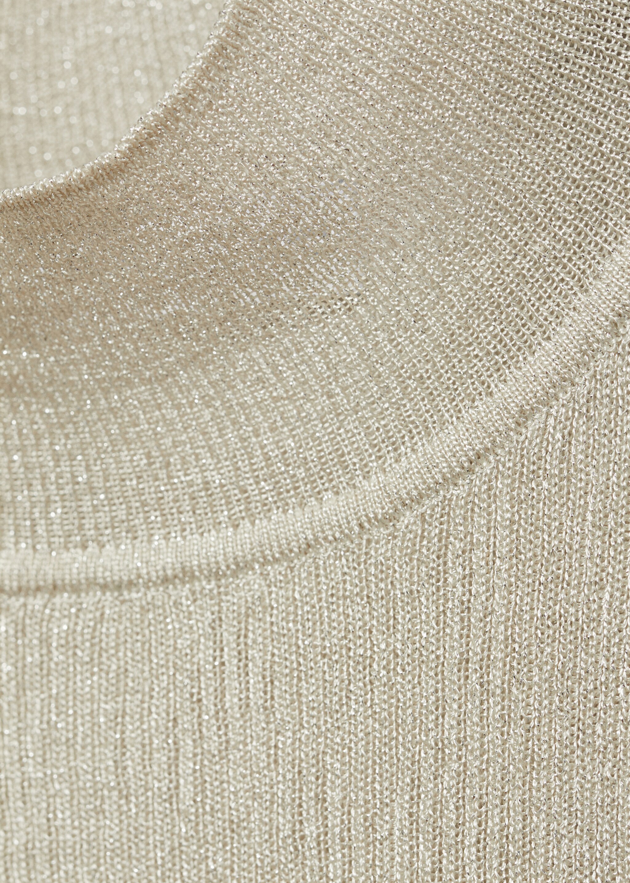 Lurex knitted top with perkins neck - Details of the article 8, Silver. Ref: 77089055-00.