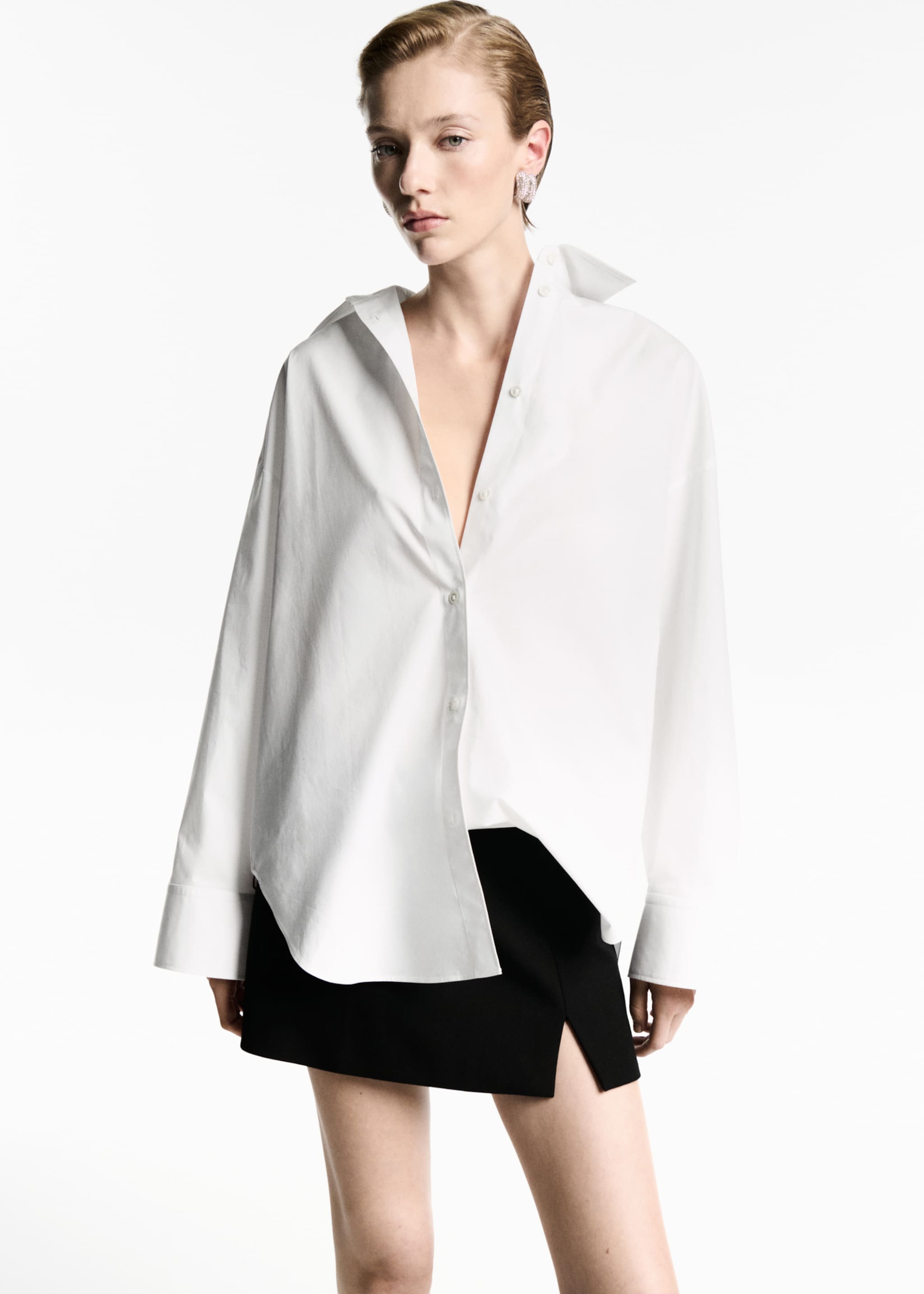 100% cotton oversized shirt - Medium plane, Off White. Ref: 77089058-00.