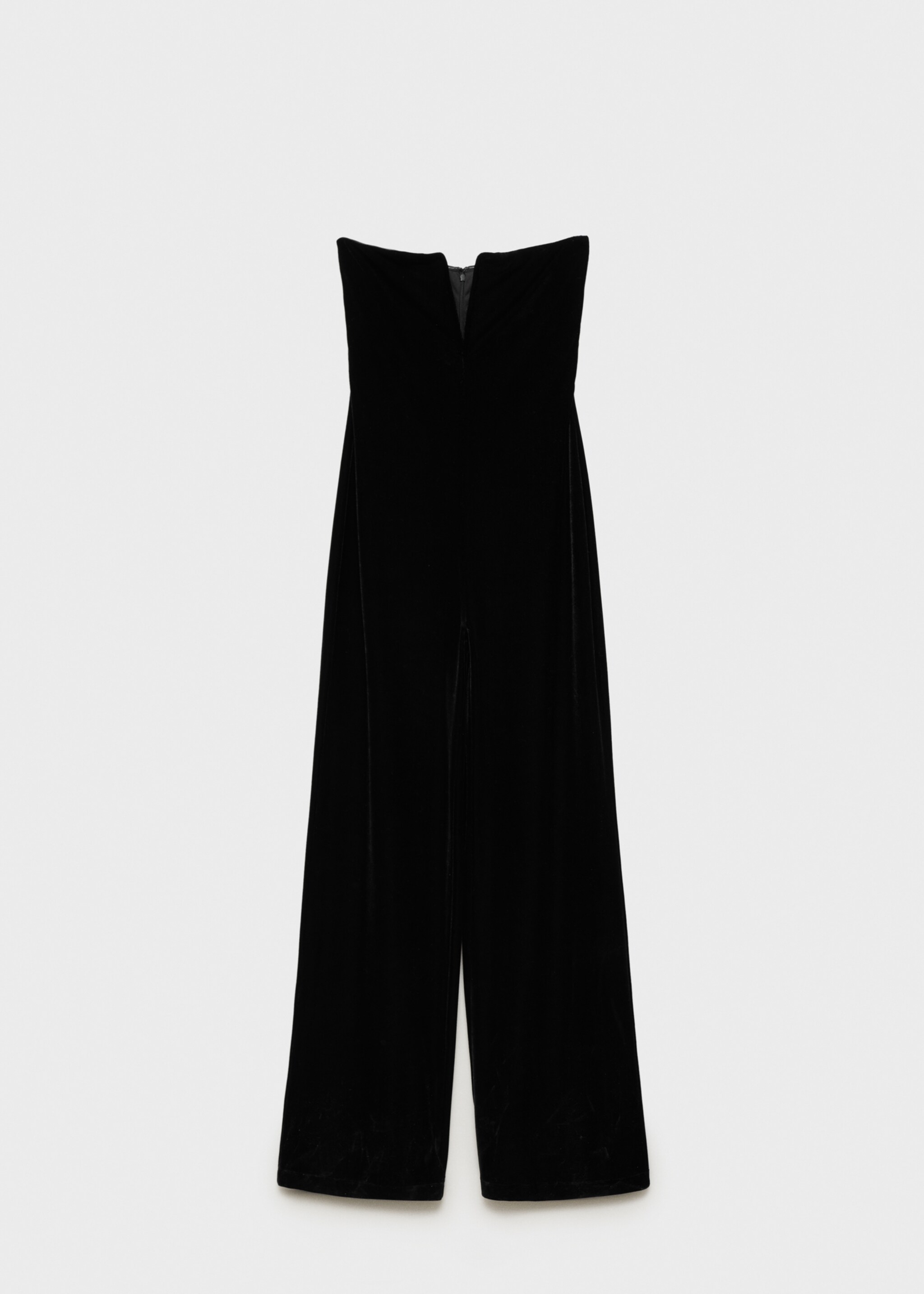 Strapless velvet jumpsuit - Article without model, Black. Ref: 77089061-00.