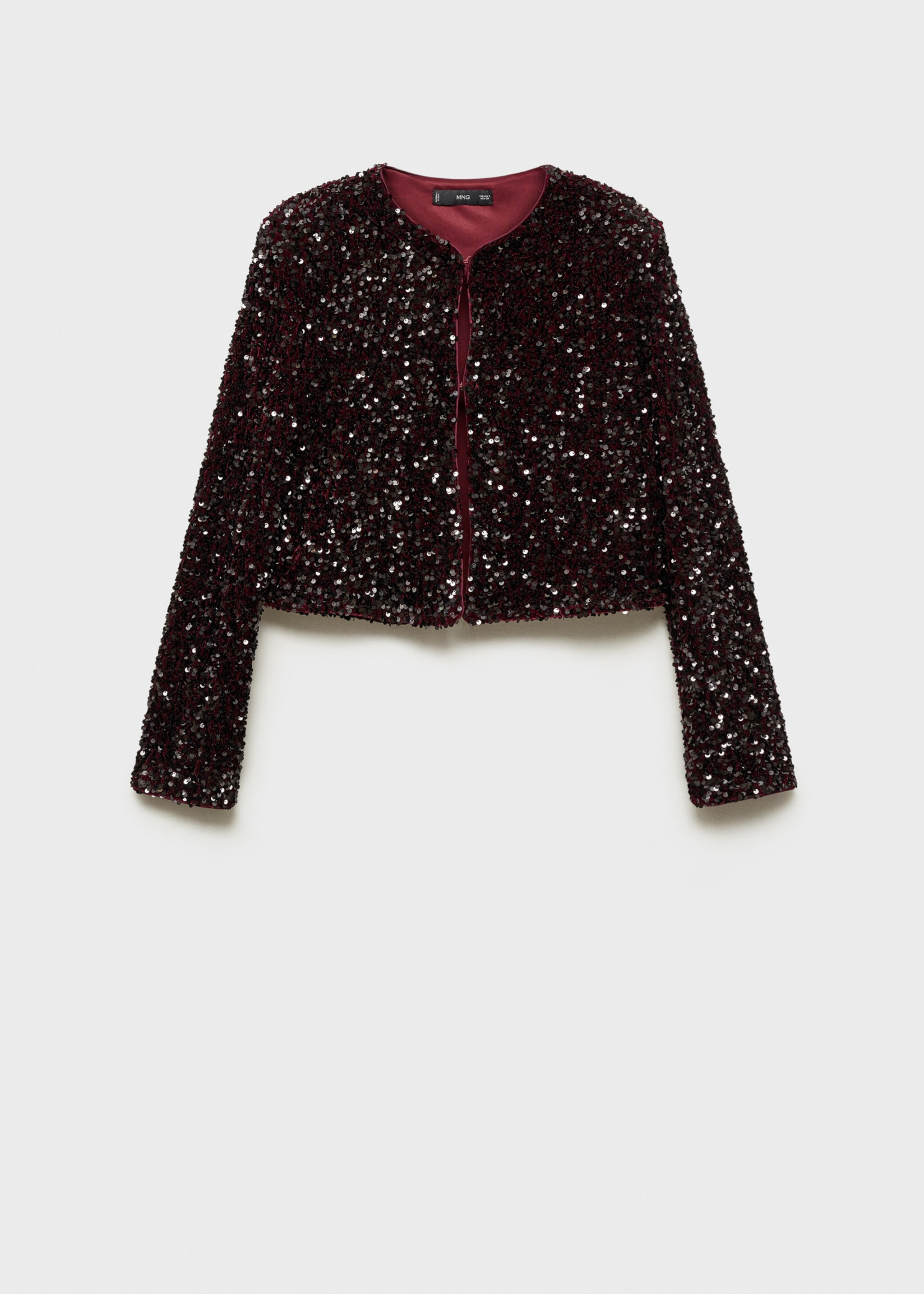 Sequin embroidered jacket - Article without model, Burgundy. Ref: 77089064-00.