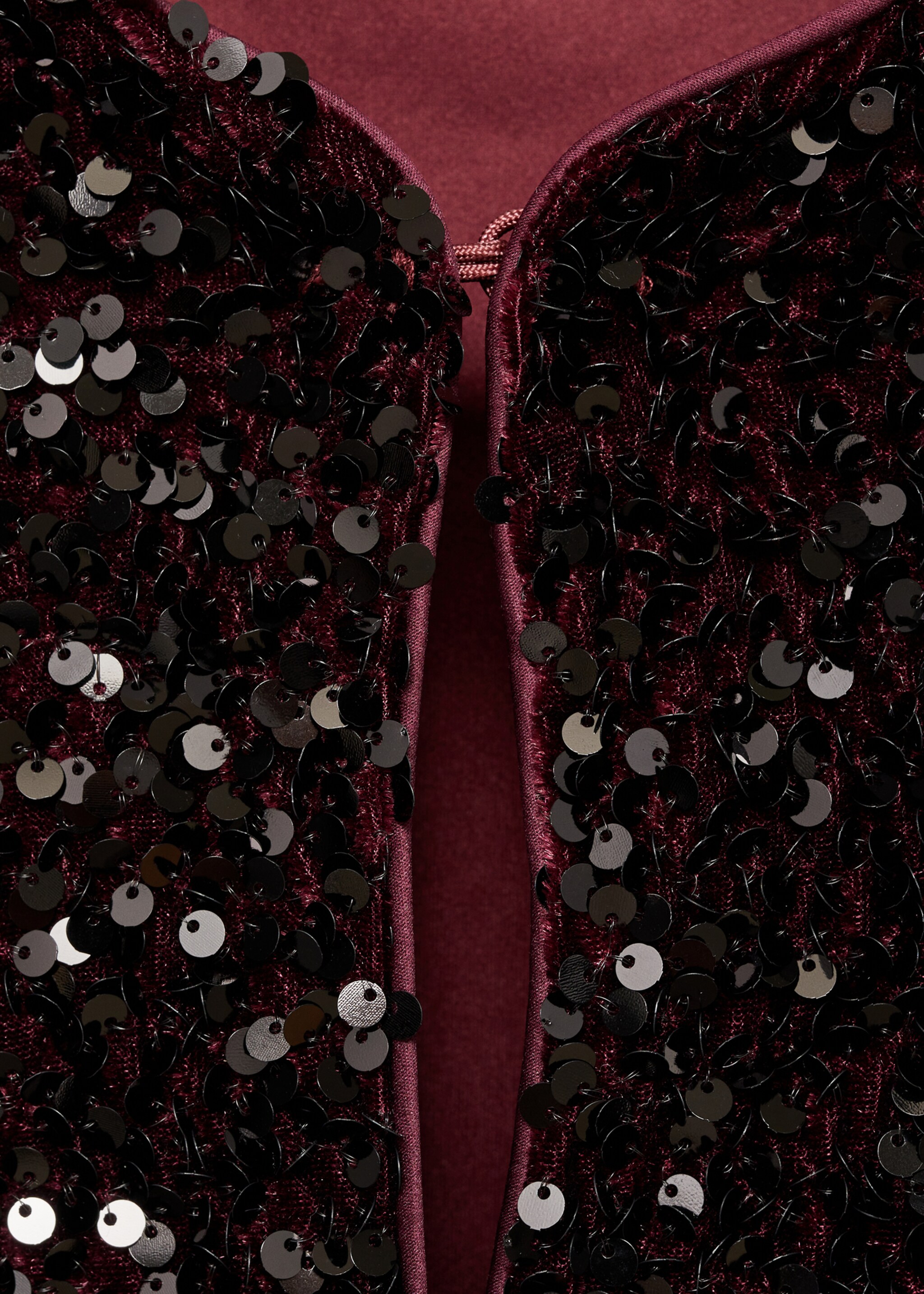 Sequin embroidered jacket - Details of the article 8, Burgundy. Ref: 77089064-00.