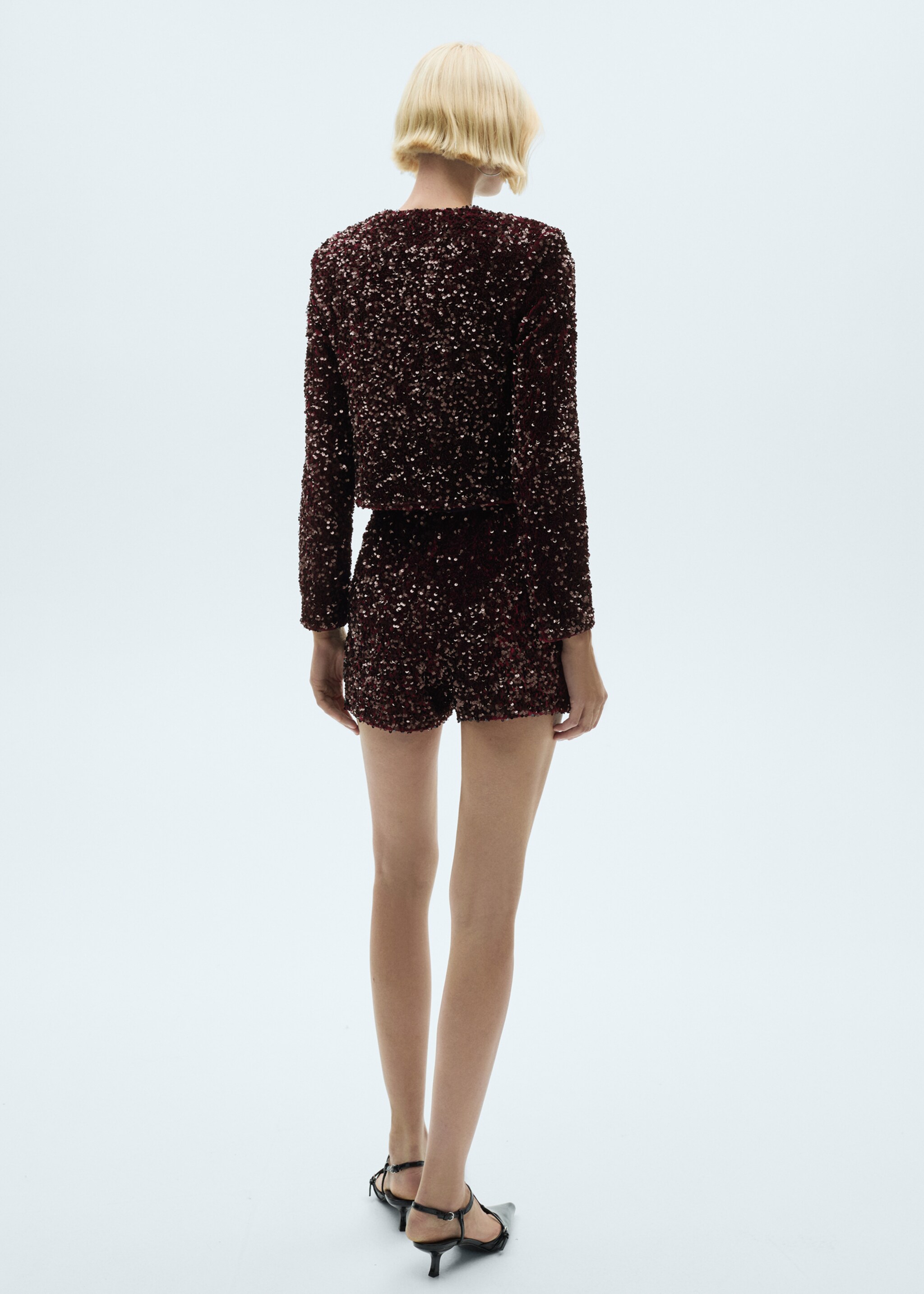 Sequin embroidered jacket - Reverse of the article, Burgundy. Ref: 77089064-00.
