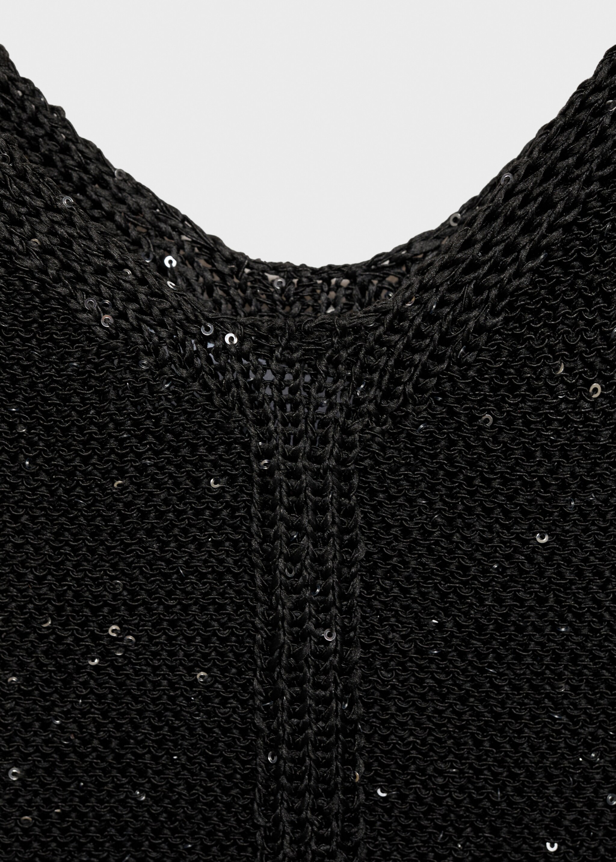 Knitted top with sequin detail - Details of the article 8, Black. Ref: 77089069-00.
