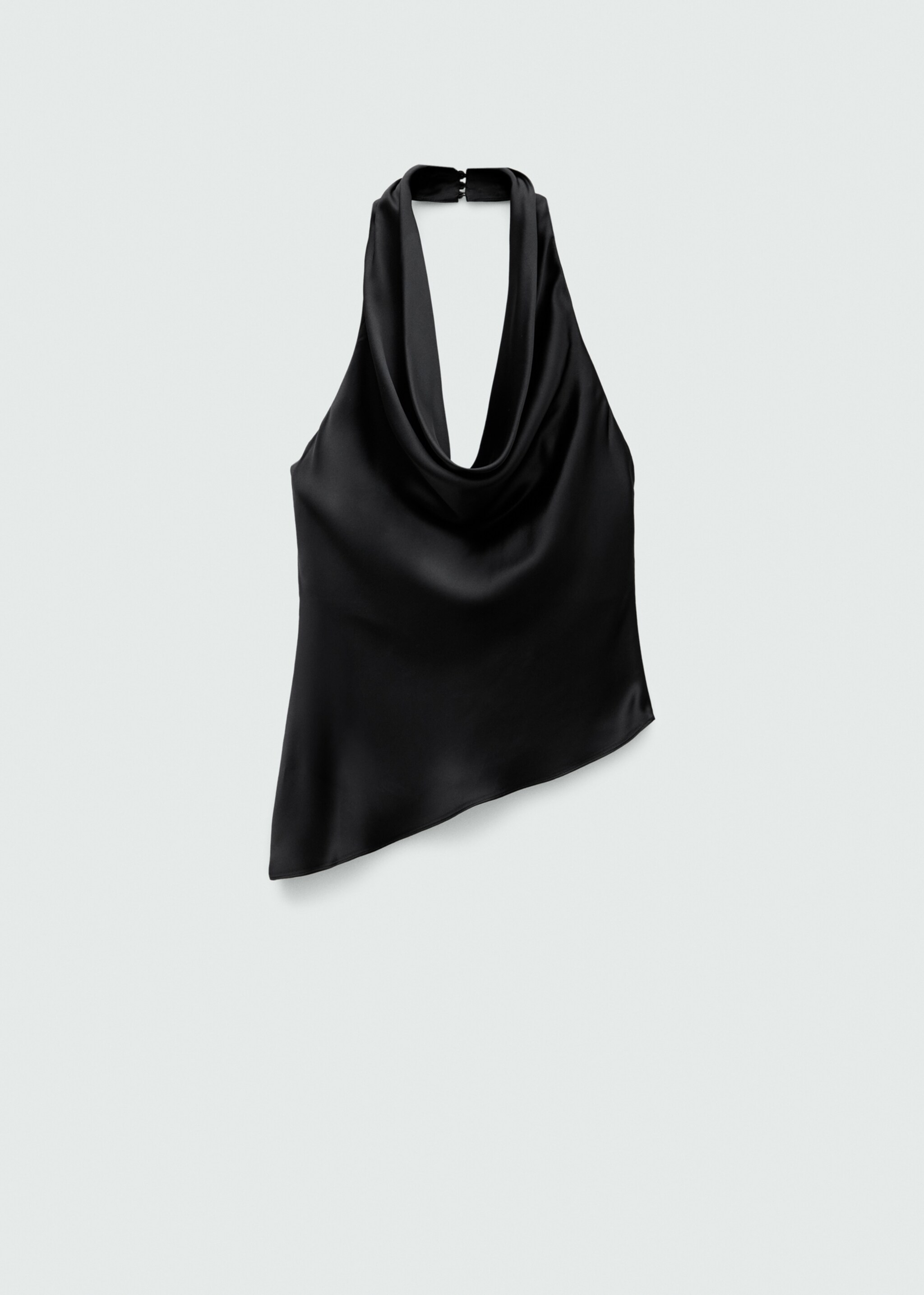 Draped satin backless top - Article without model, Black. Ref: 77089073-00.