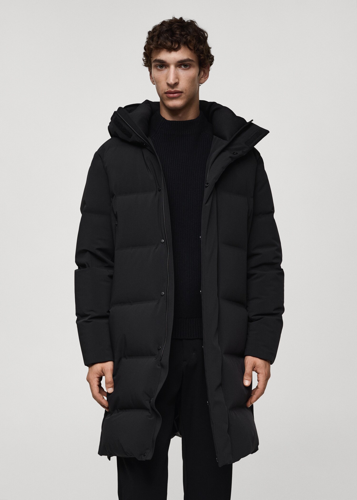 Anorak long imperméable à rembourrage en duvet et plumes - Plan moyen