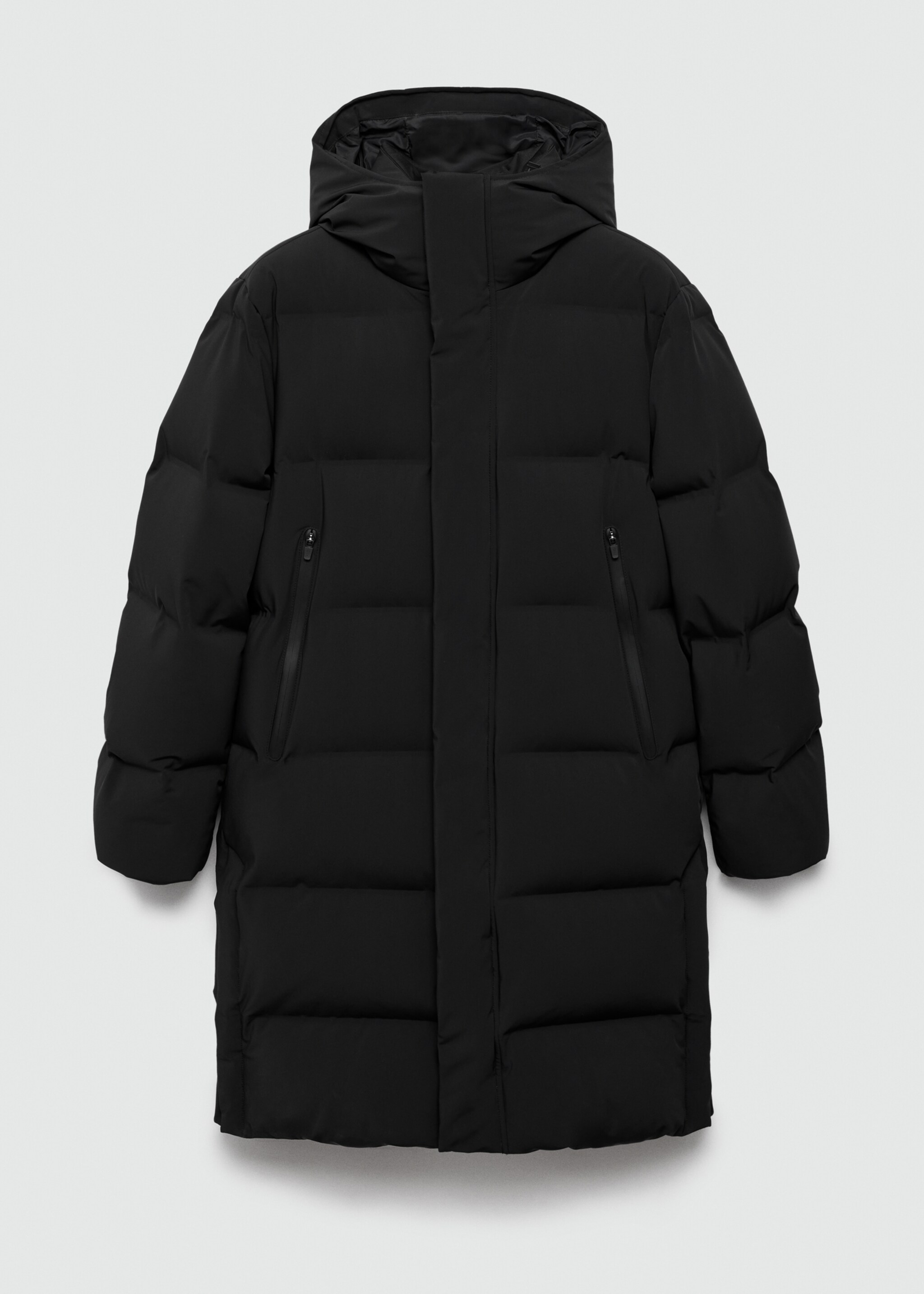 Anorak long imperméable à rembourrage en duvet et plumes - Article sans modèle, Noir. Ref: 77089226-00.