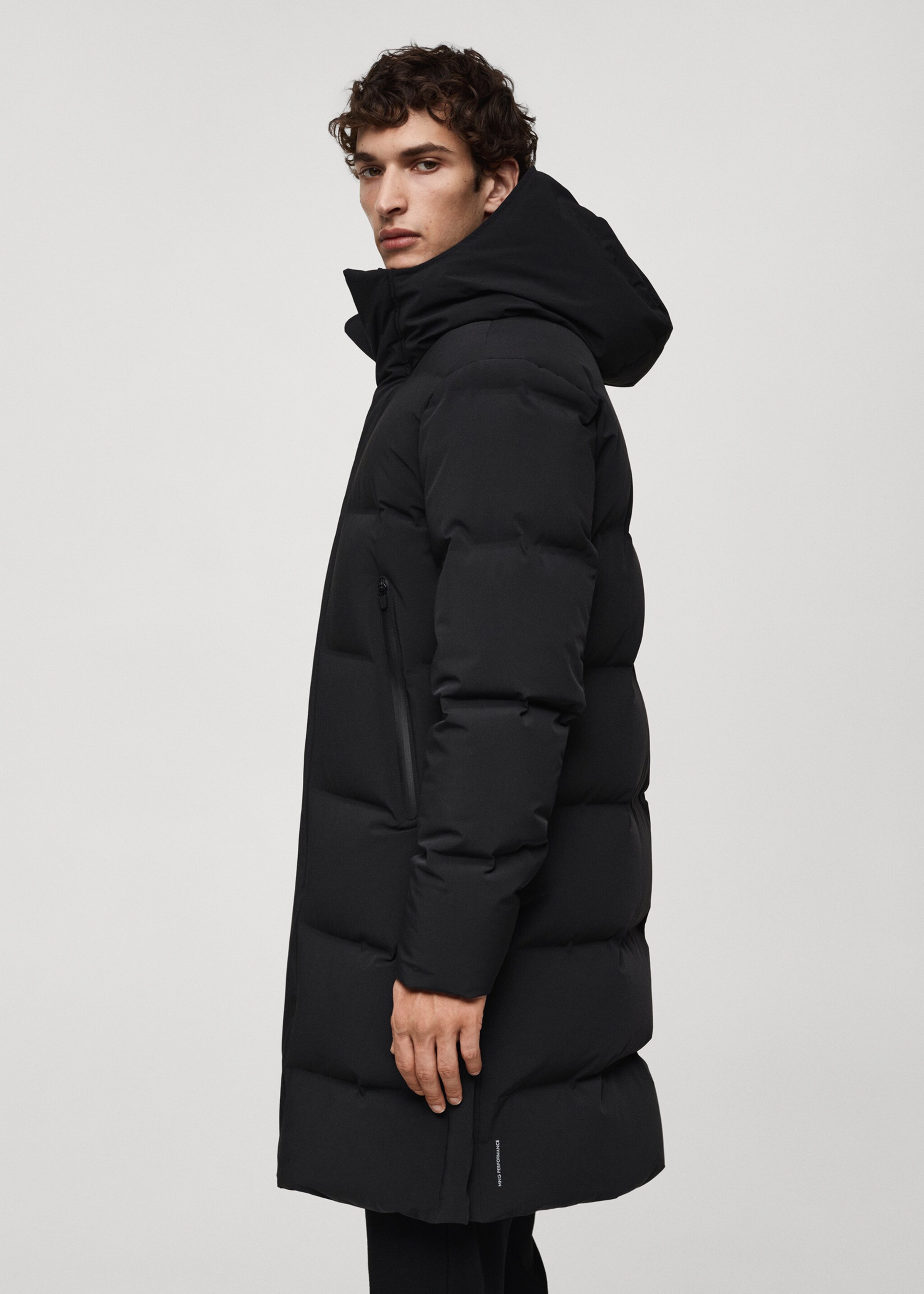 Anorak long imperméable à rembourrage en duvet et plumes - Détail de l'article 2, Noir. Ref: 77089226-00.