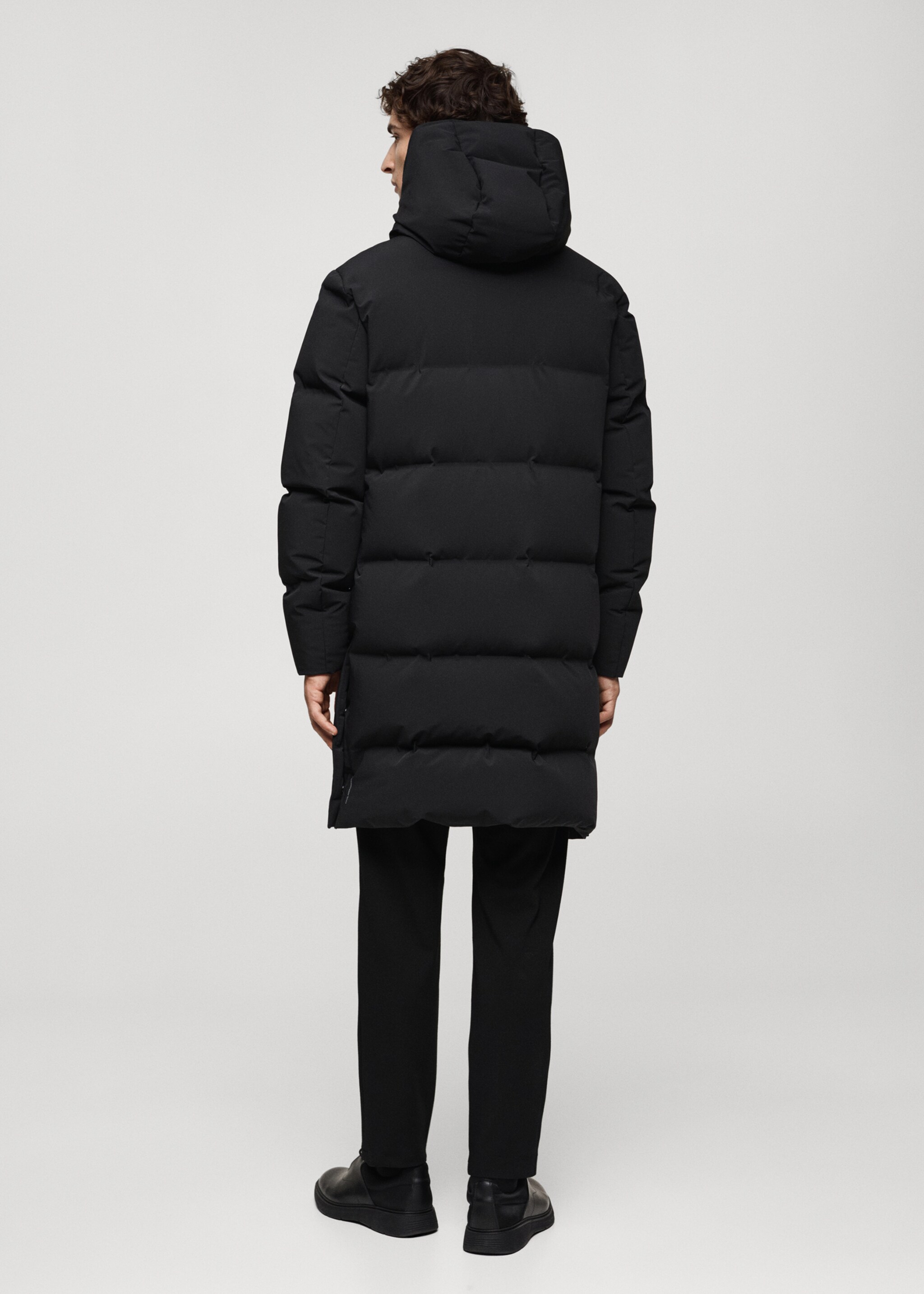 Anorak long imperméable à rembourrage en duvet et plumes - Verso de l’article, Noir. Ref: 77089226-00.