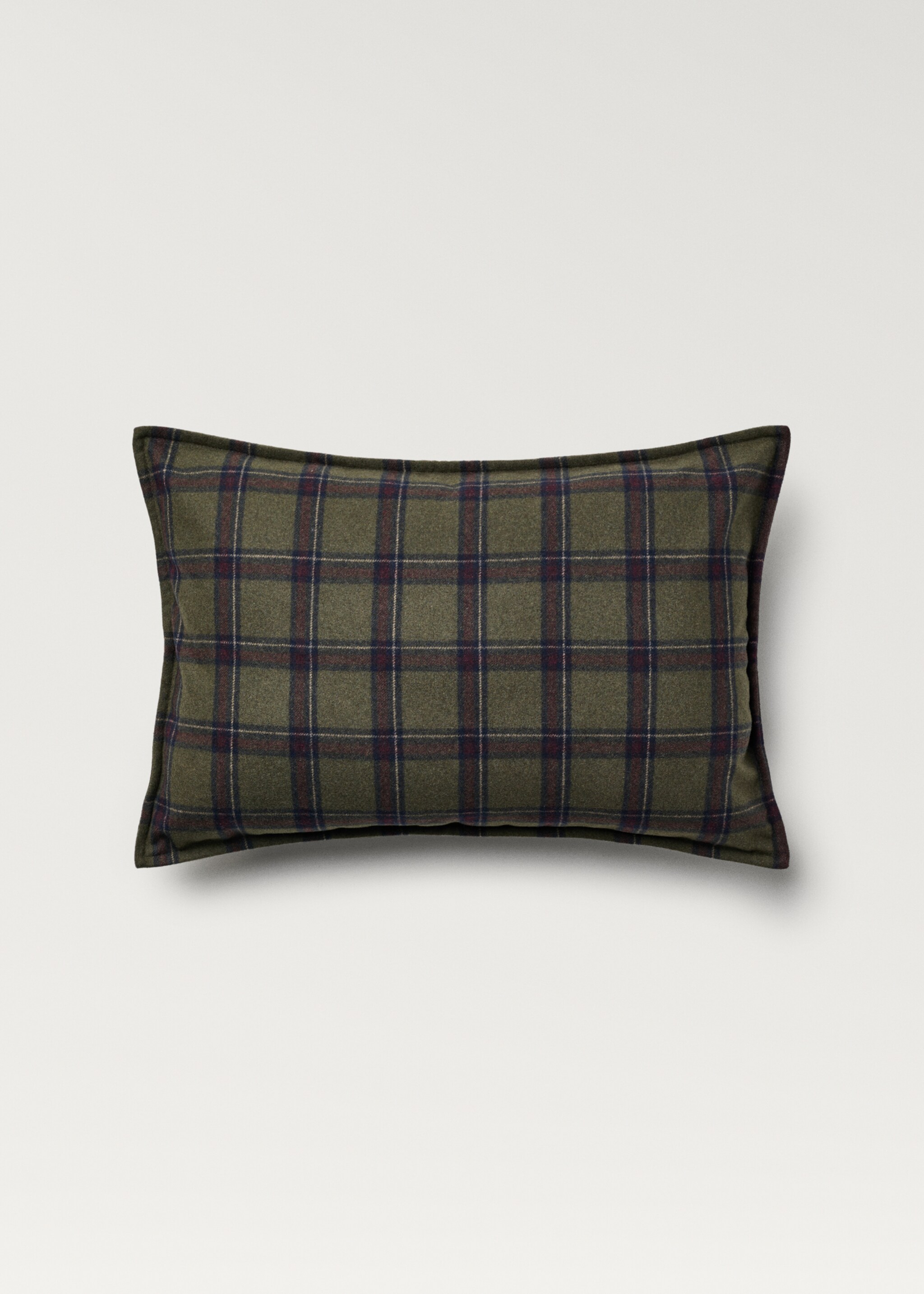 Geruite wollen kussenhoes - Artikel zonder model, Groen. Ref: 77089230-00.