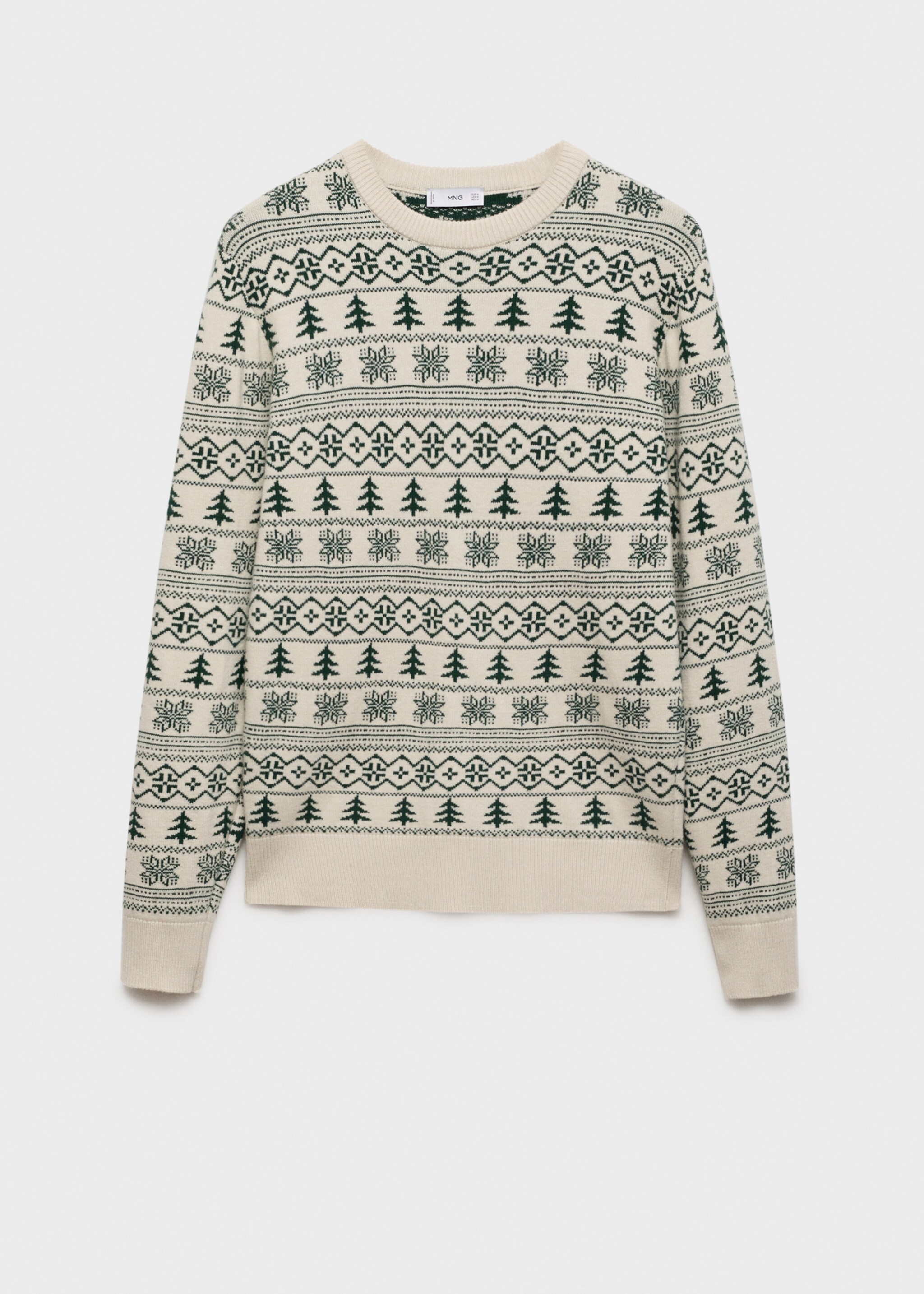 Christmas-print knitted sweater - Article without model, Off White. Ref: 77089233-00.