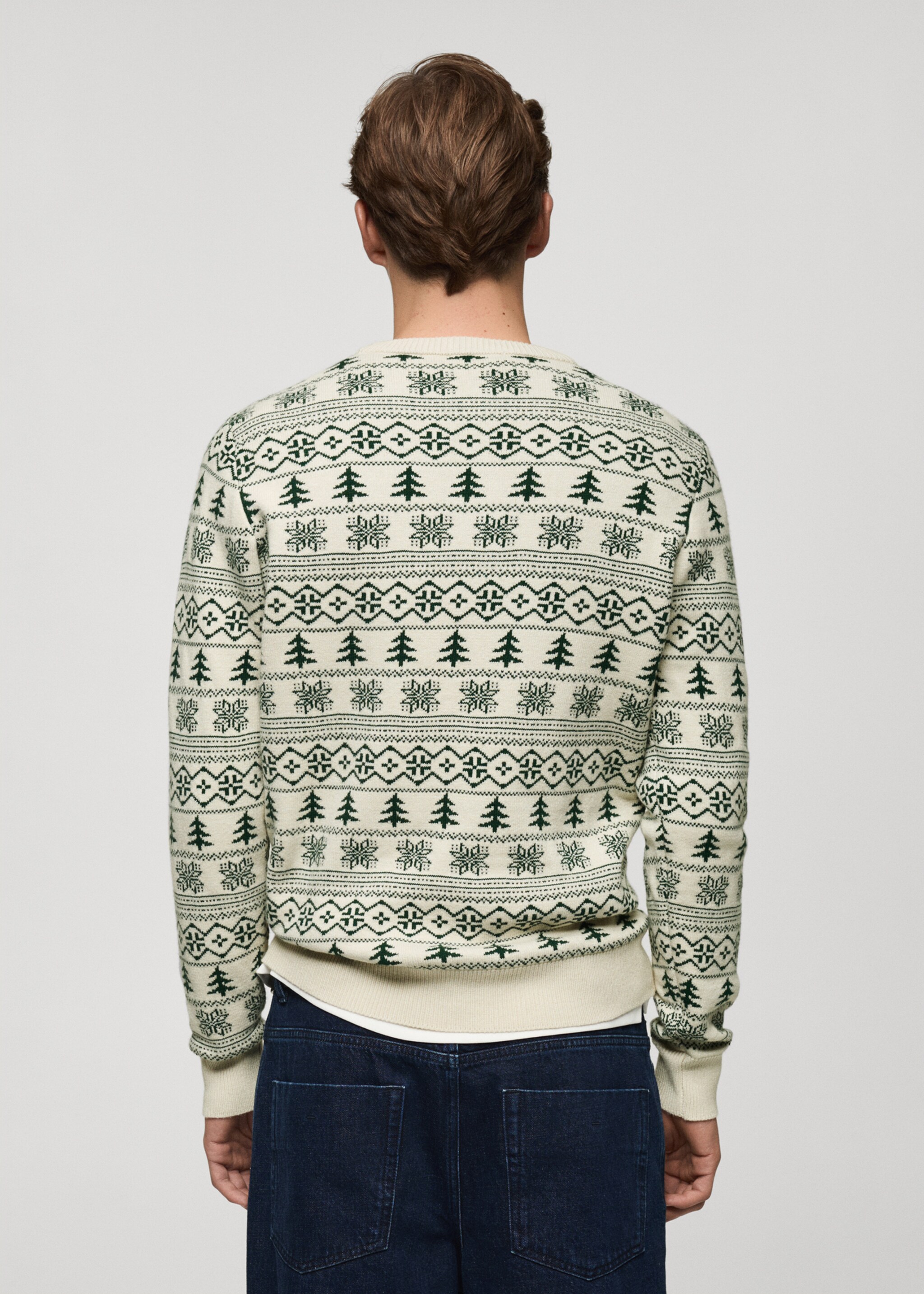 Christmas-print knitted sweater - Reverse of the article, Off White. Ref: 77089233-00.
