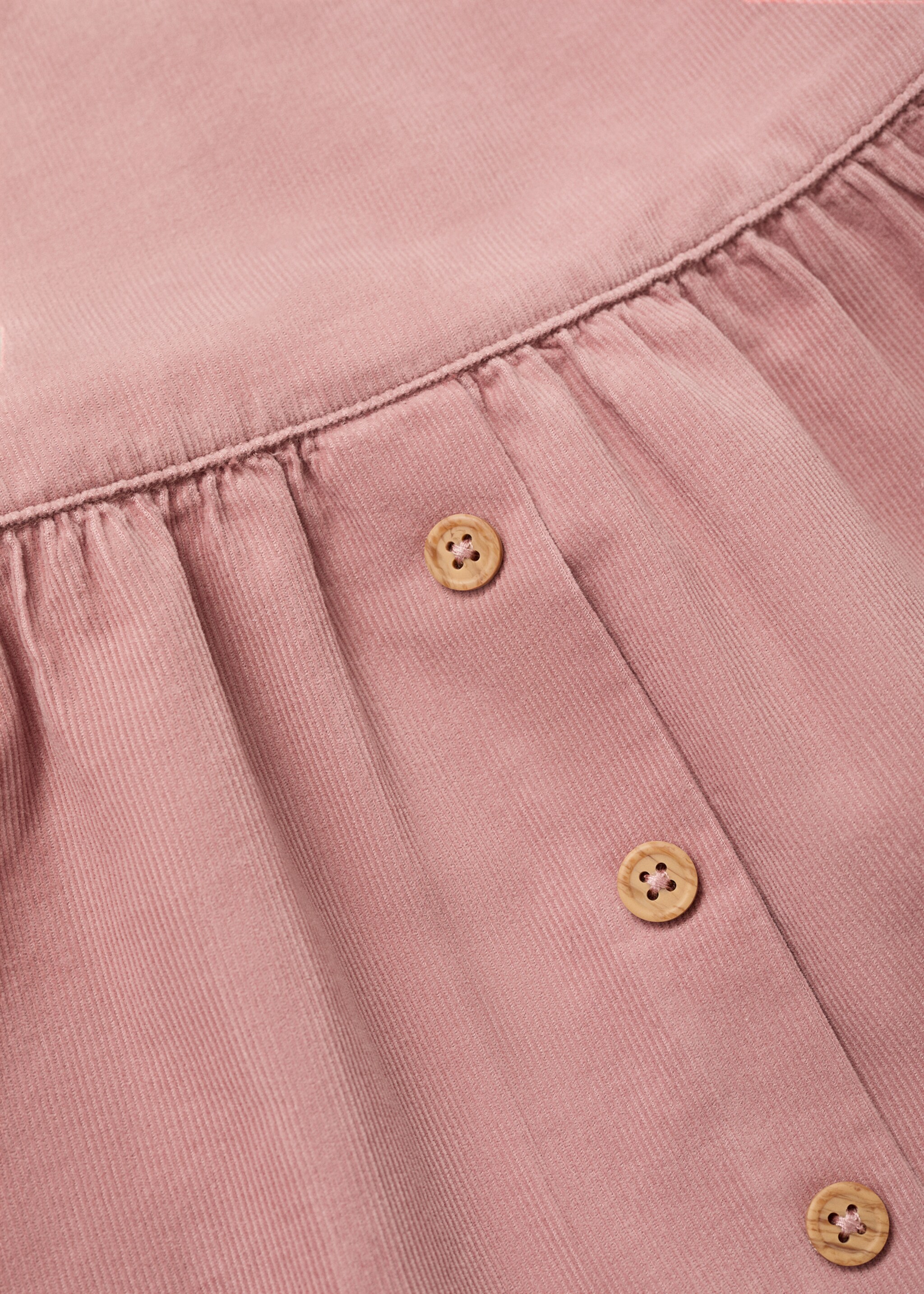 Buttoned micro-corduroy pinafore dress - Details of the article 8, Pink. Ref: 77089234-00.