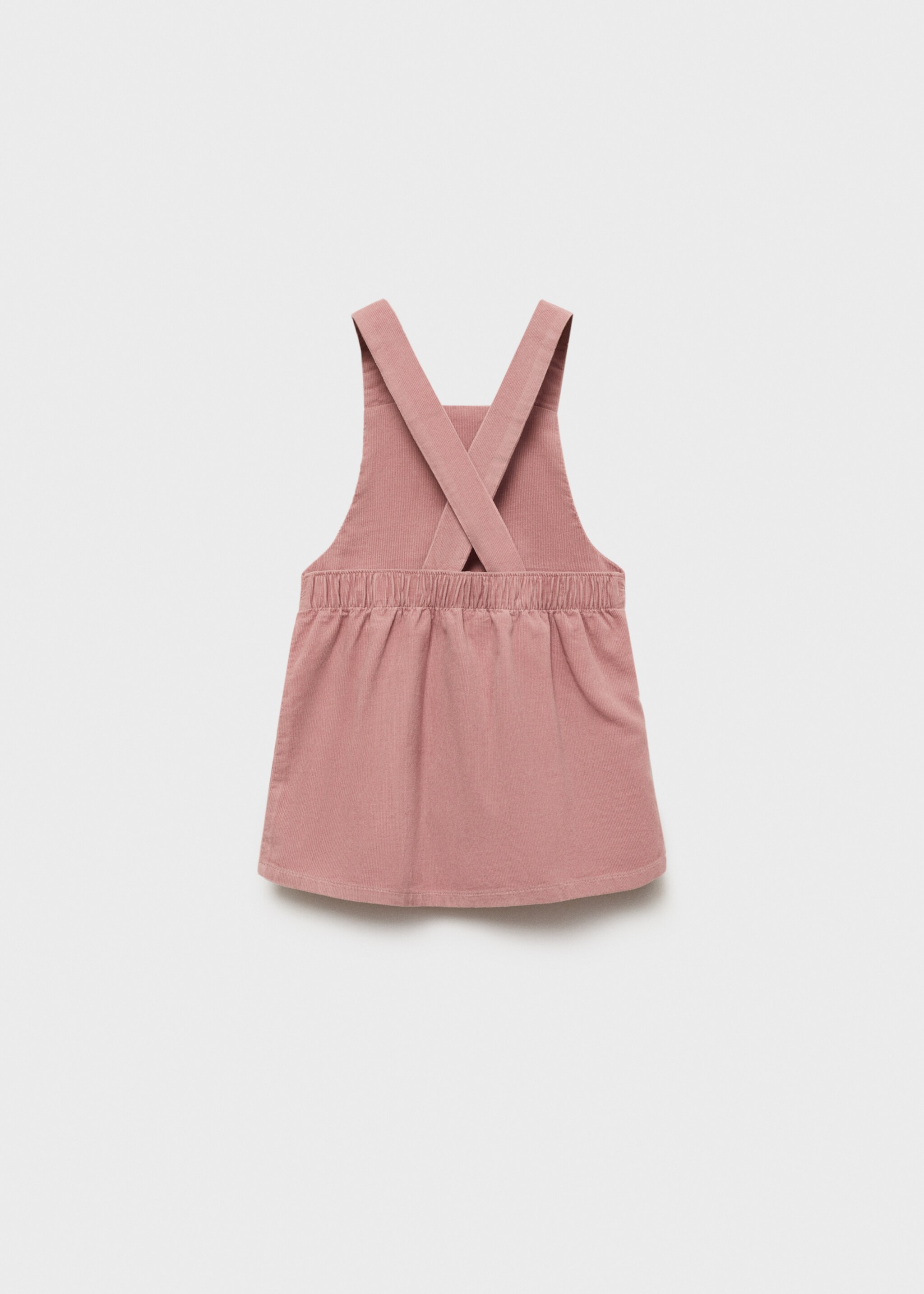 Buttoned micro-corduroy pinafore dress - Reverse of the article, Pink. Ref: 77089234-00.