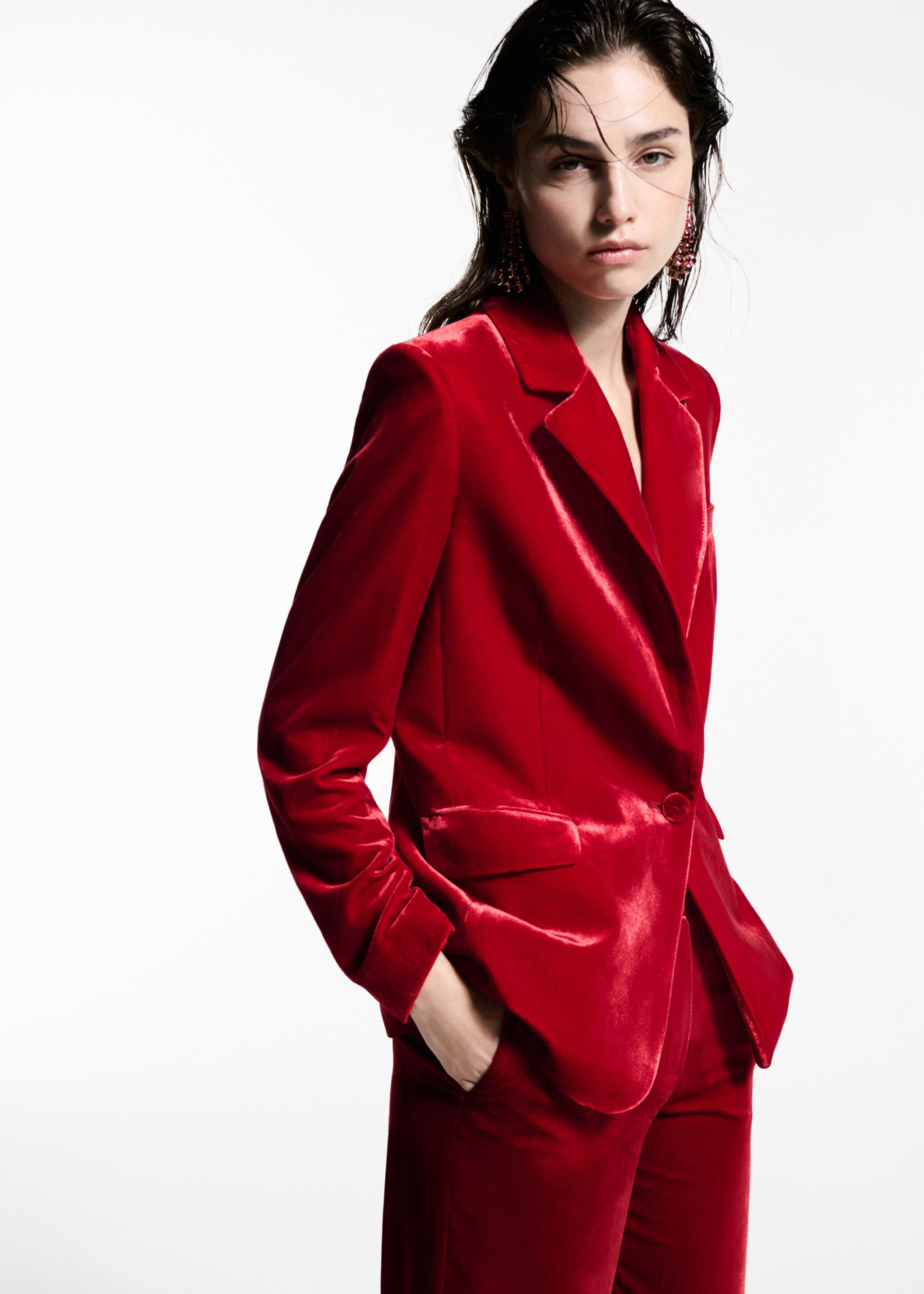 Velvet suit jacket - Medium plane, Strawberry. Ref: 77089236-00.