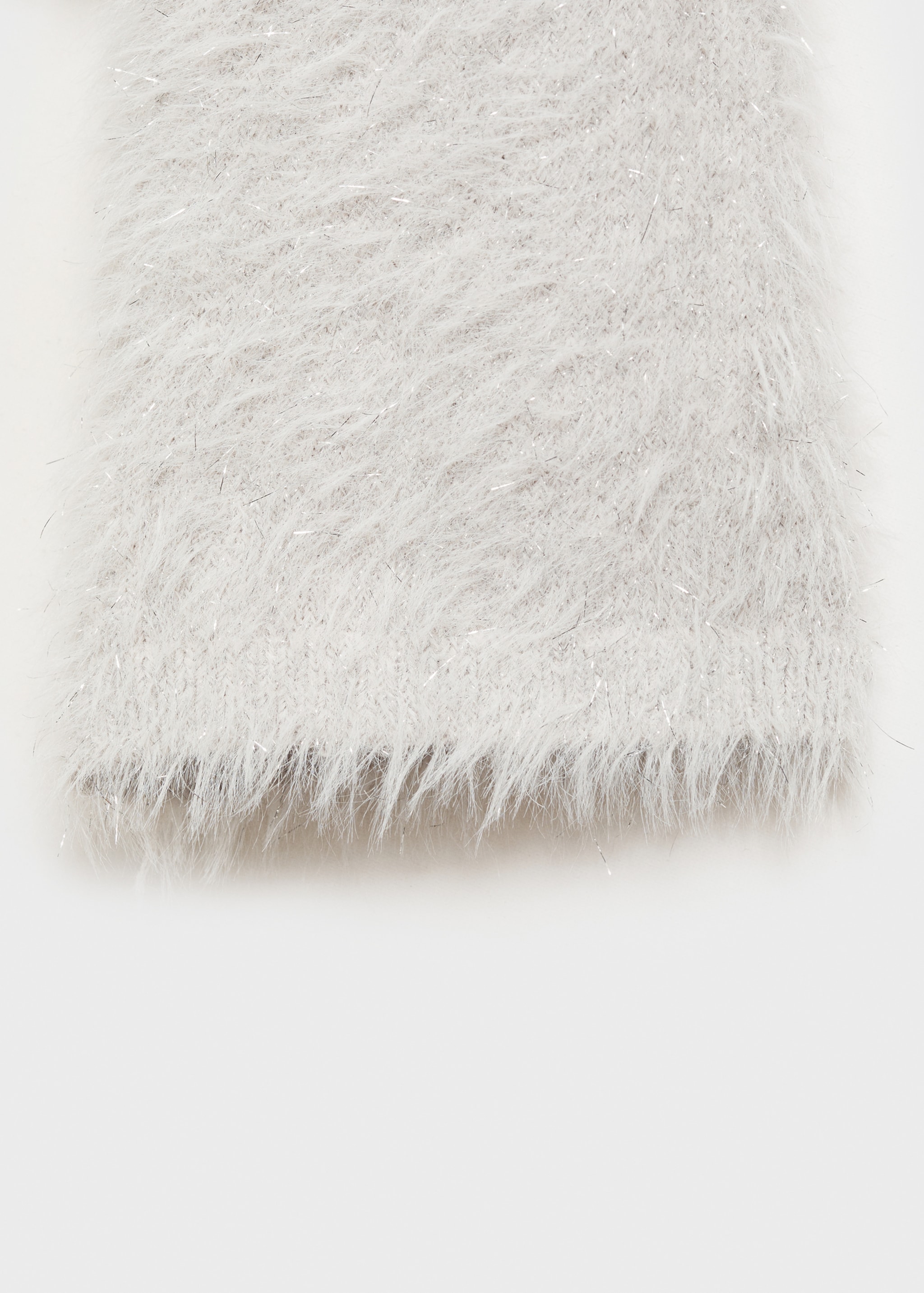Buttoned fur-effect cardigan - Details of the article 0, Light/Pastel Grey. Ref: 77089239-00.