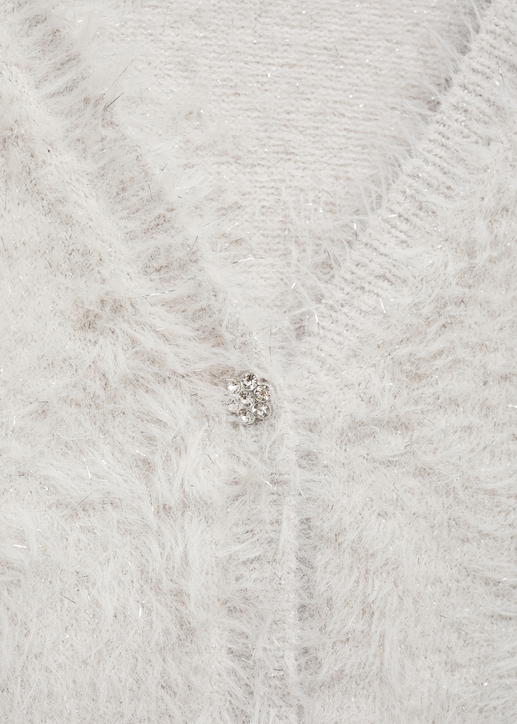 Buttoned fur-effect cardigan - Details of the article 8, Light/Pastel Grey. Ref: 77089239-00.