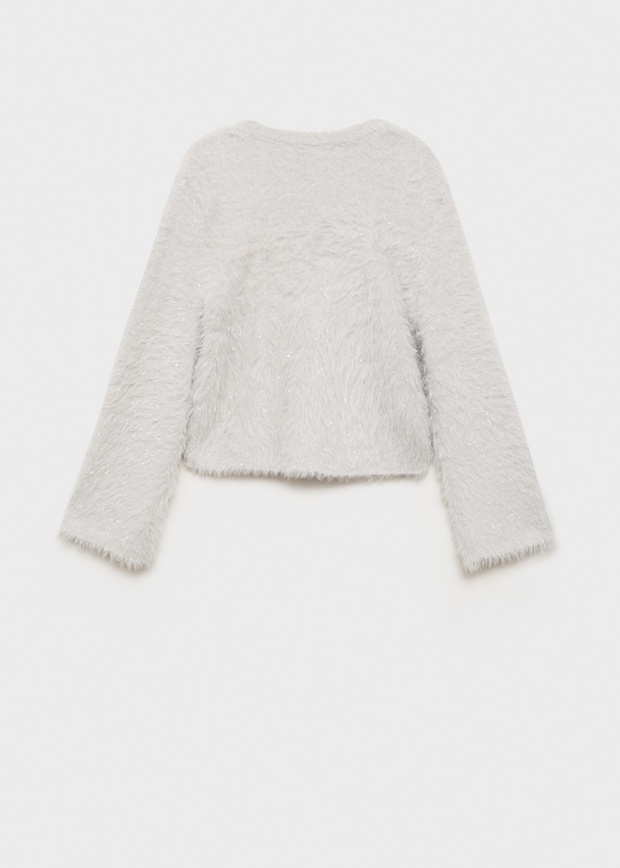 Buttoned fur-effect cardigan - Reverse of the article, Light/Pastel Grey. Ref: 77089239-00.