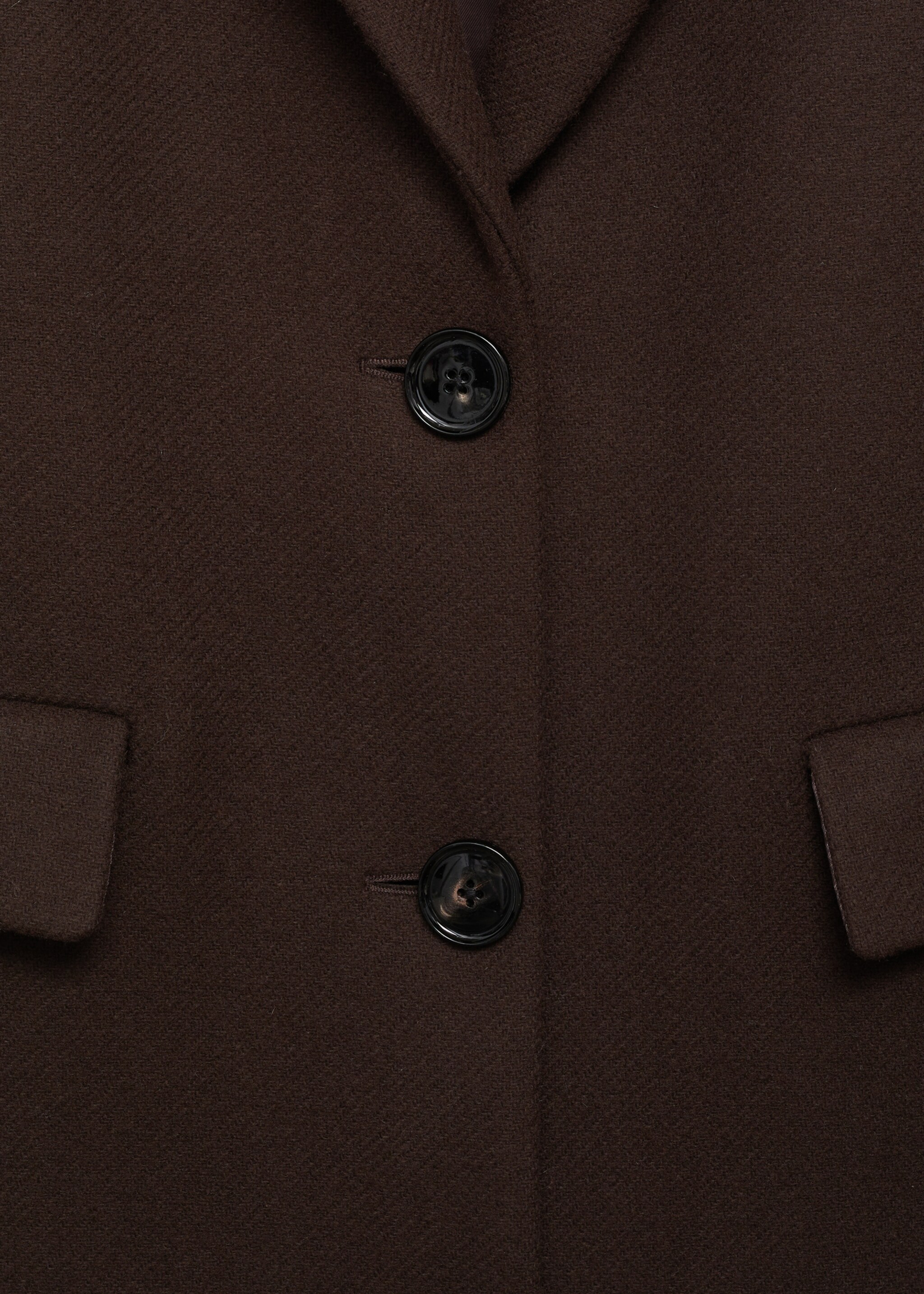 Long structured wool coat - Details of the article 8, Brown. Ref: 77089244-00.