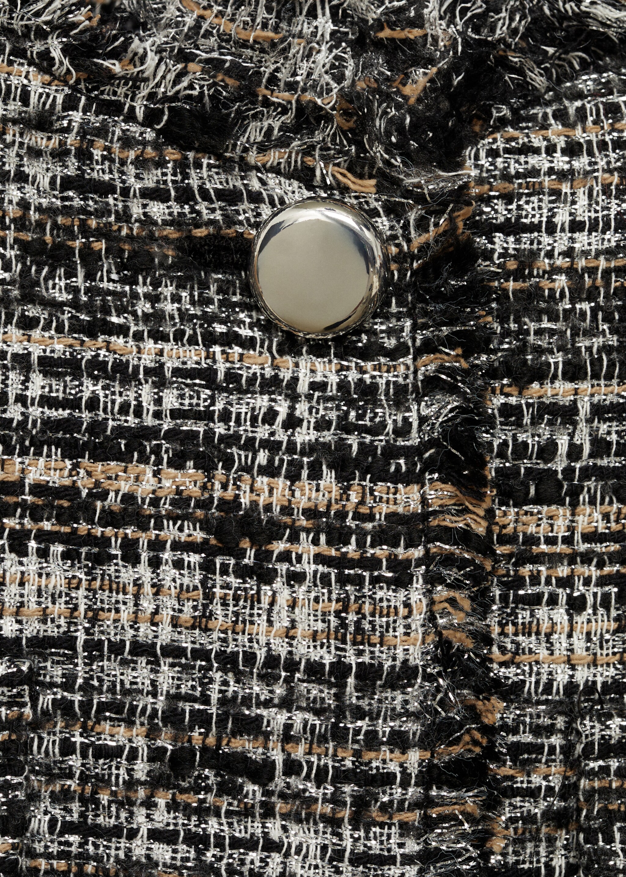 Tweed jacket with metal buttons - Details of the article 8, Black. Ref: 77089245-00.