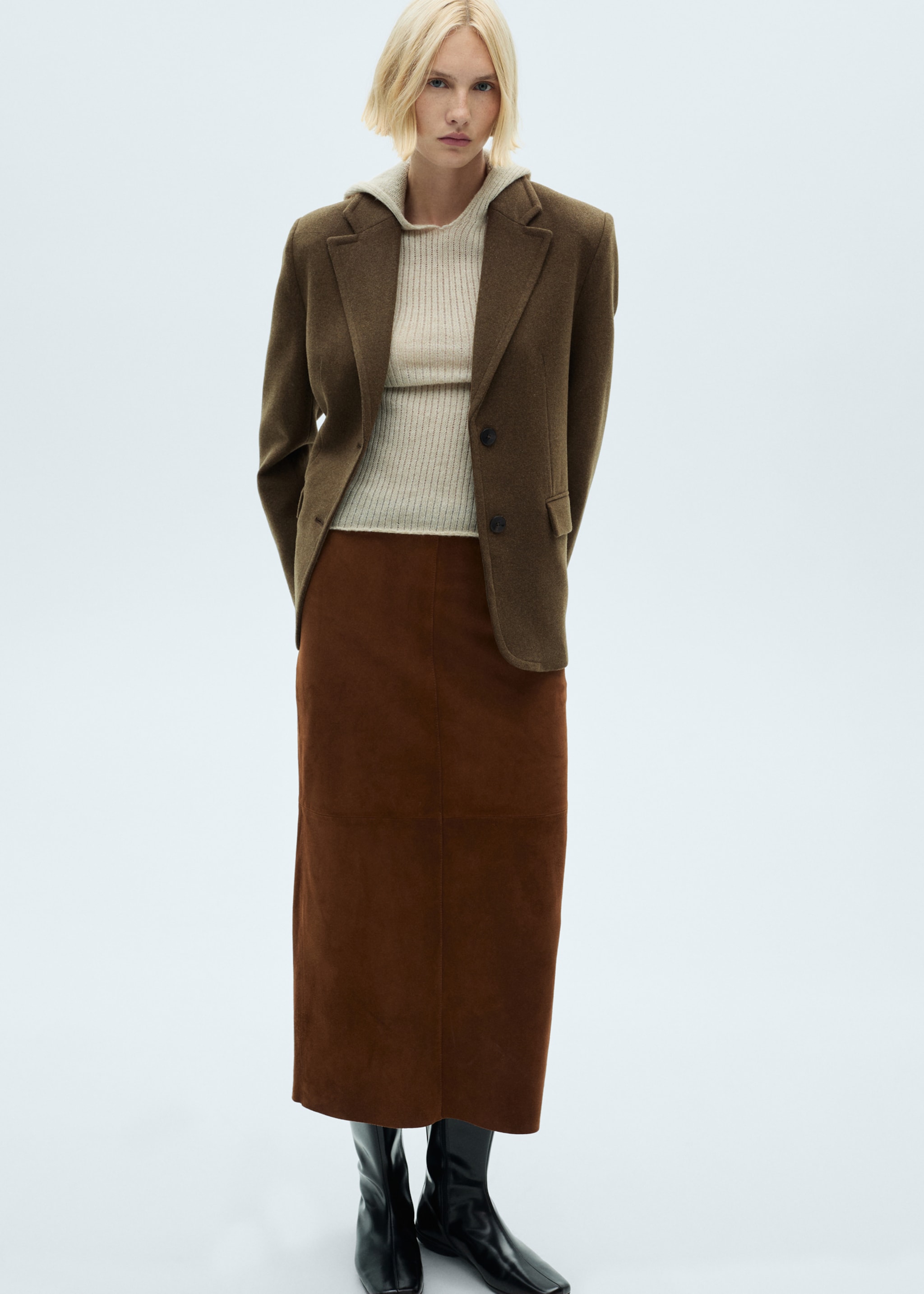 Blazer lana bolsillos - Detalle del artículo 2, Khaki. Ref: 77089406-00.