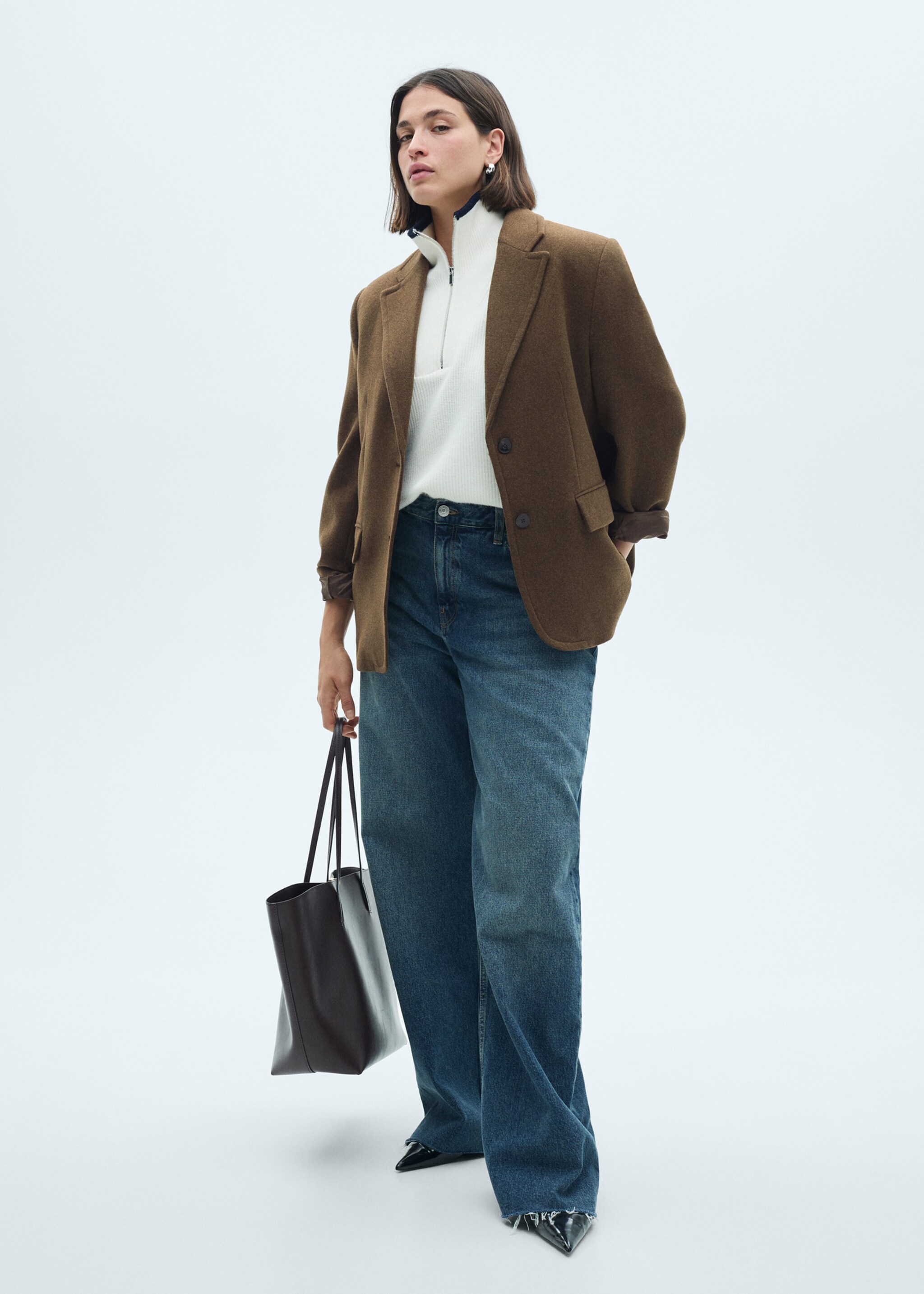 Blazer lana bolsillos - Detalle del artículo 3, Khaki. Ref: 77089406-00.