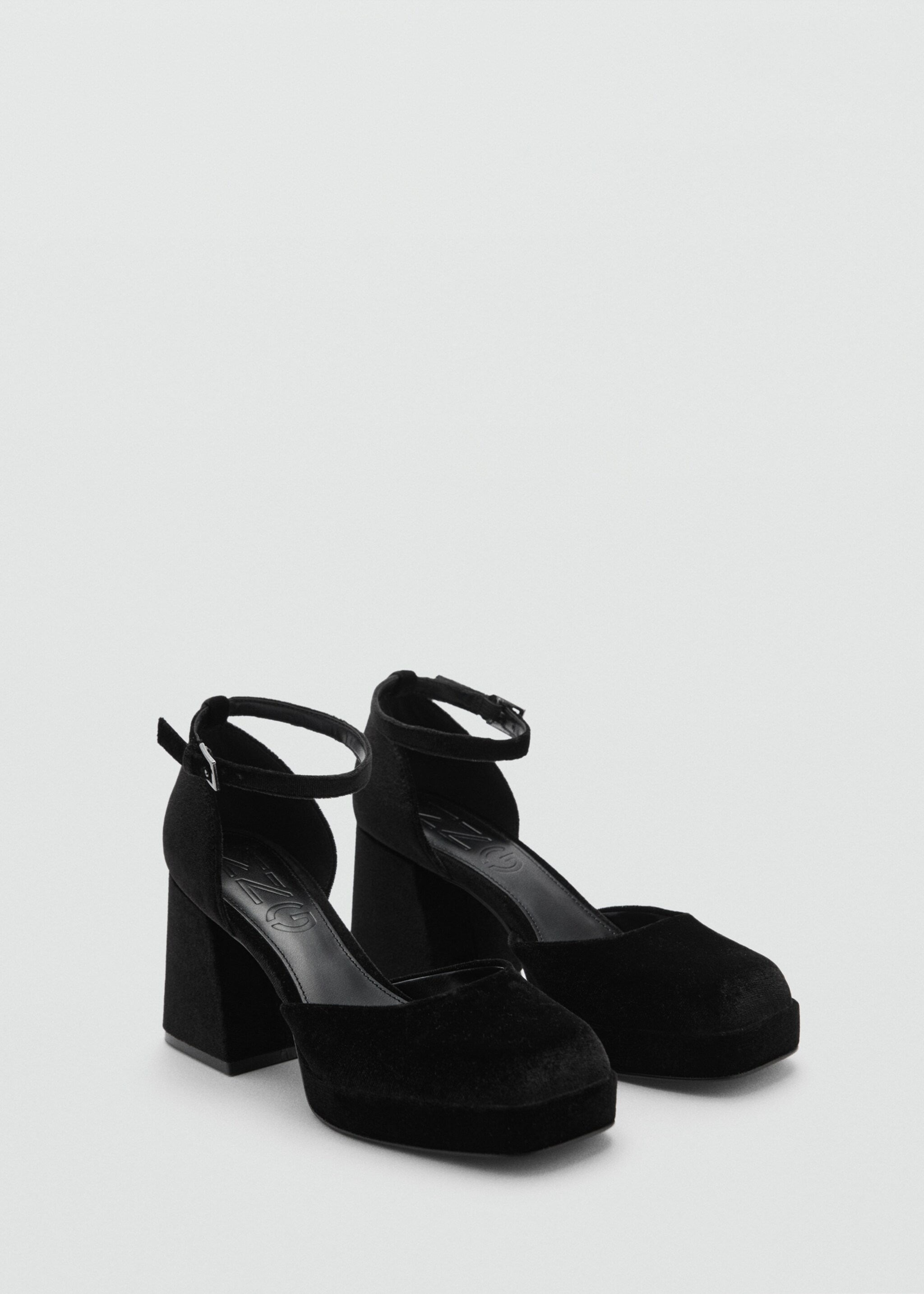 Zapato tacón terciopelo - Plano medio, Negro. Ref: 77089408-00.