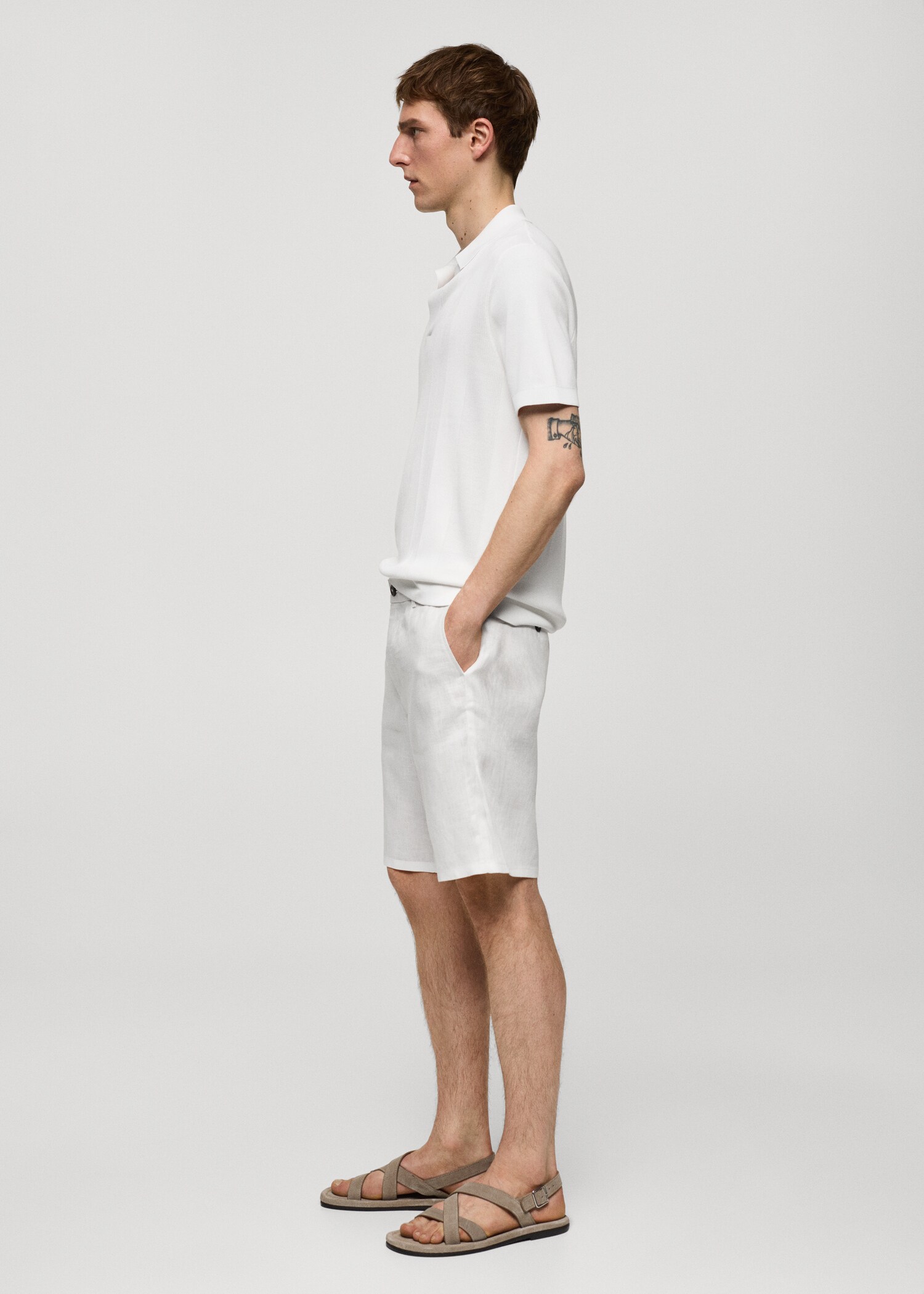 Slim-Fit-Bermudashorts aus 100 % Leinen - Detail des Artikels 2