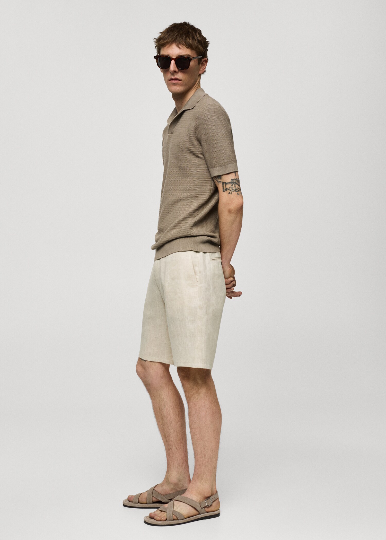 Slim-Fit-Bermudashorts aus 100 % Leinen - Detail des Artikels 2