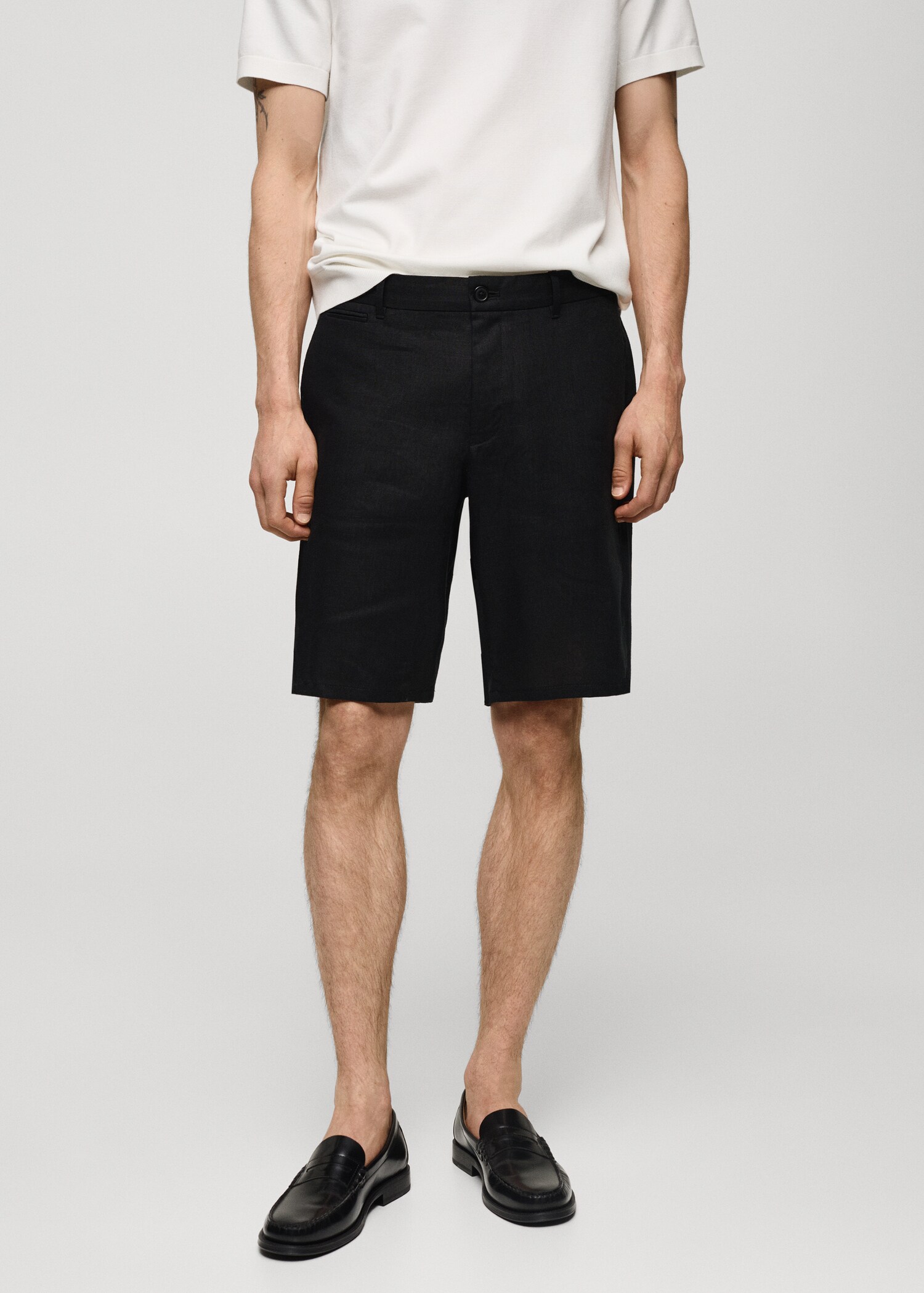 Slim-Fit-Bermudashorts aus 100 % Leinen - Mittlere Ansicht