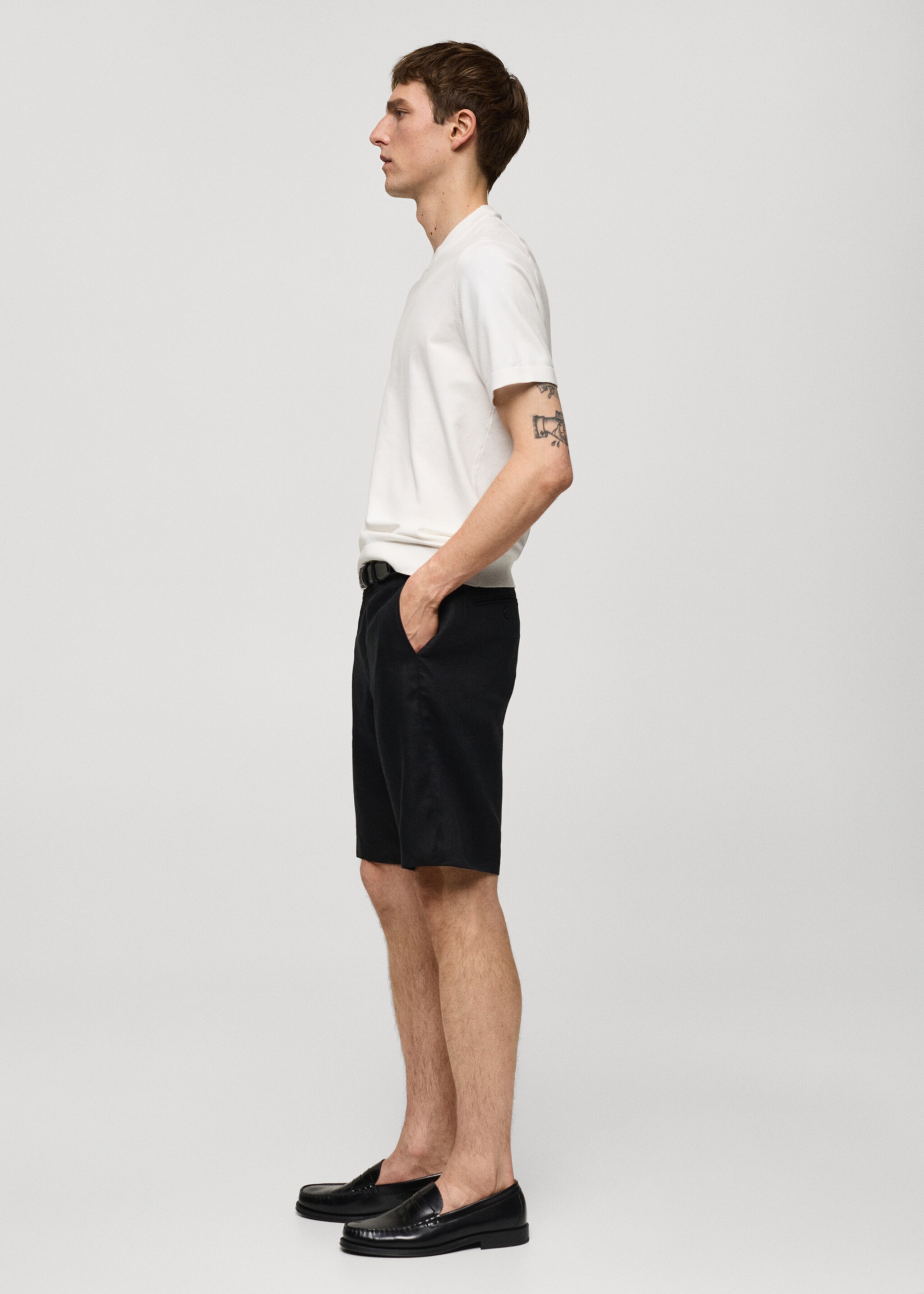 Slim-Fit-Bermudashorts aus 100 % Leinen - Detail des Artikels 2