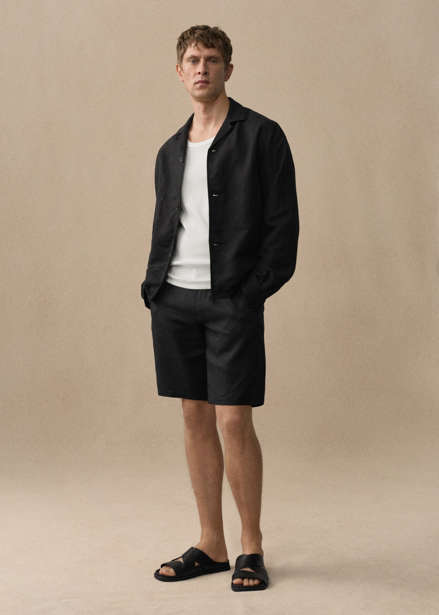 Slim-Fit-Bermudashorts aus 100 % Leinen - Detail des Artikels 3